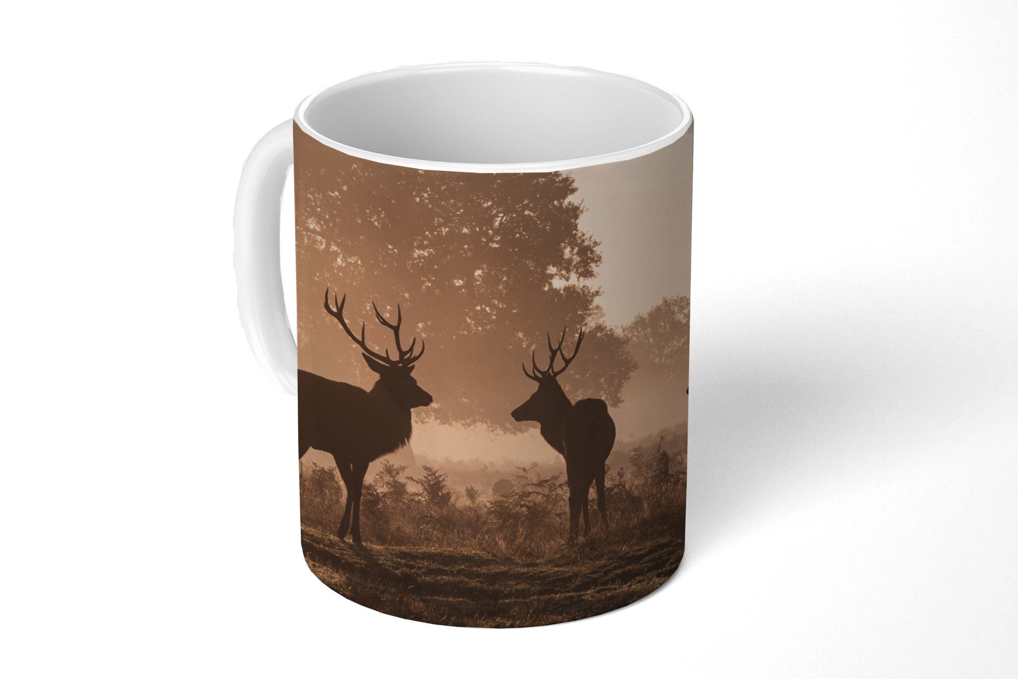 MuchoWow Becher, Wald, - Geschenk Nebel Kaffeetassen, Teetasse, - Tasse Teetasse, Hirsche Keramik,