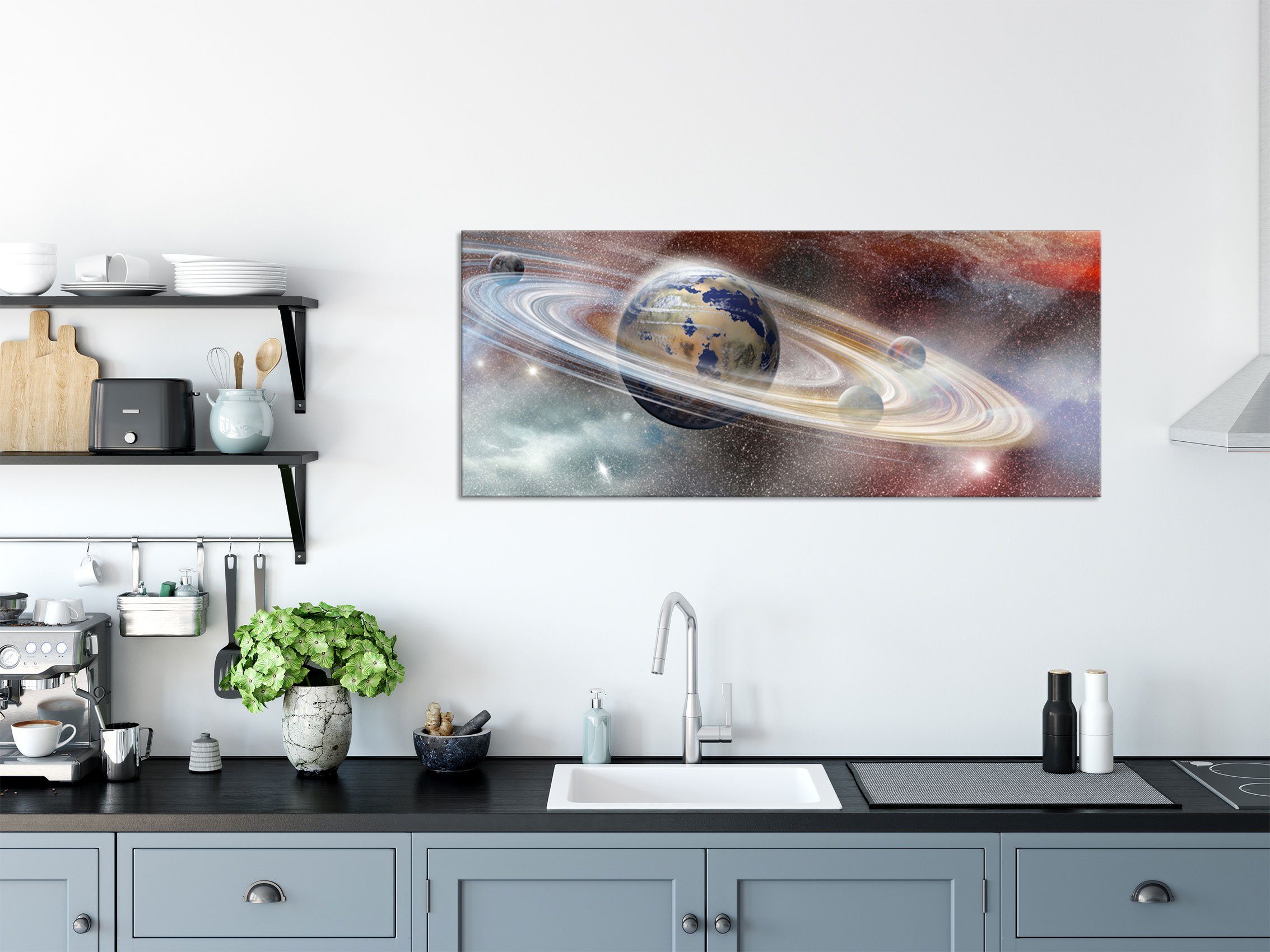 Pixxprint Glasbild Abstandshalter abstrakte Galaxie (1 aus Glasbild und Galaxie, abstrakte Echtglas, St), Aufhängungen inkl