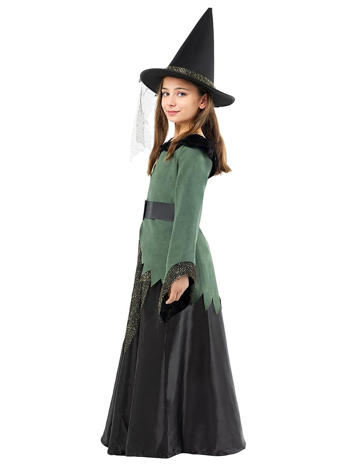 Funidelia Hexen-Kostüm Zauberhafte Hexe - Halloween Kostüm Kinder Mädchen, Hübsches und hochwertiges Kleid für jede Hexenzusammenkunft