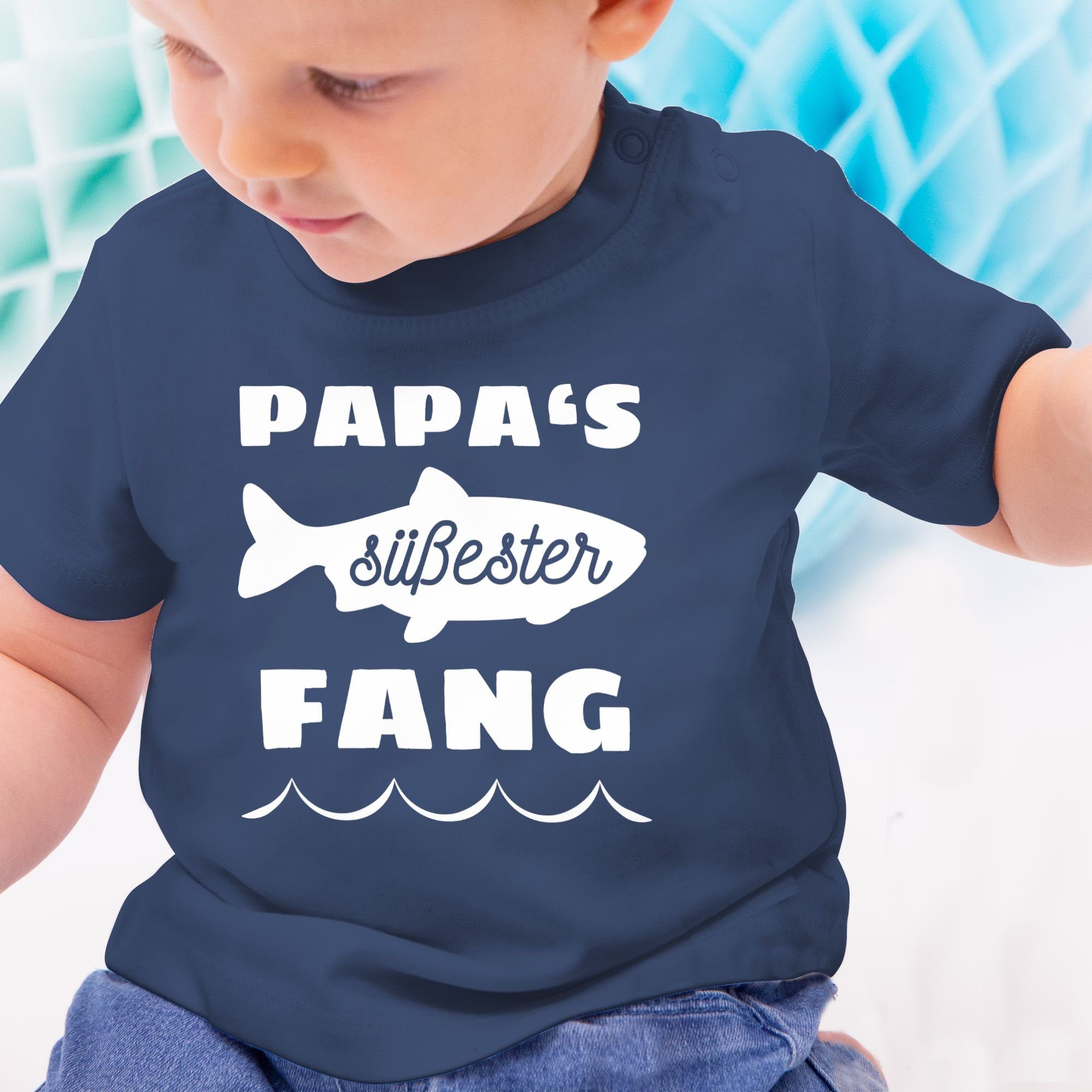 Shirtracer T-Shirt Papas süßester Navy 2 Vatertag Geschenk Blau Fang Baby