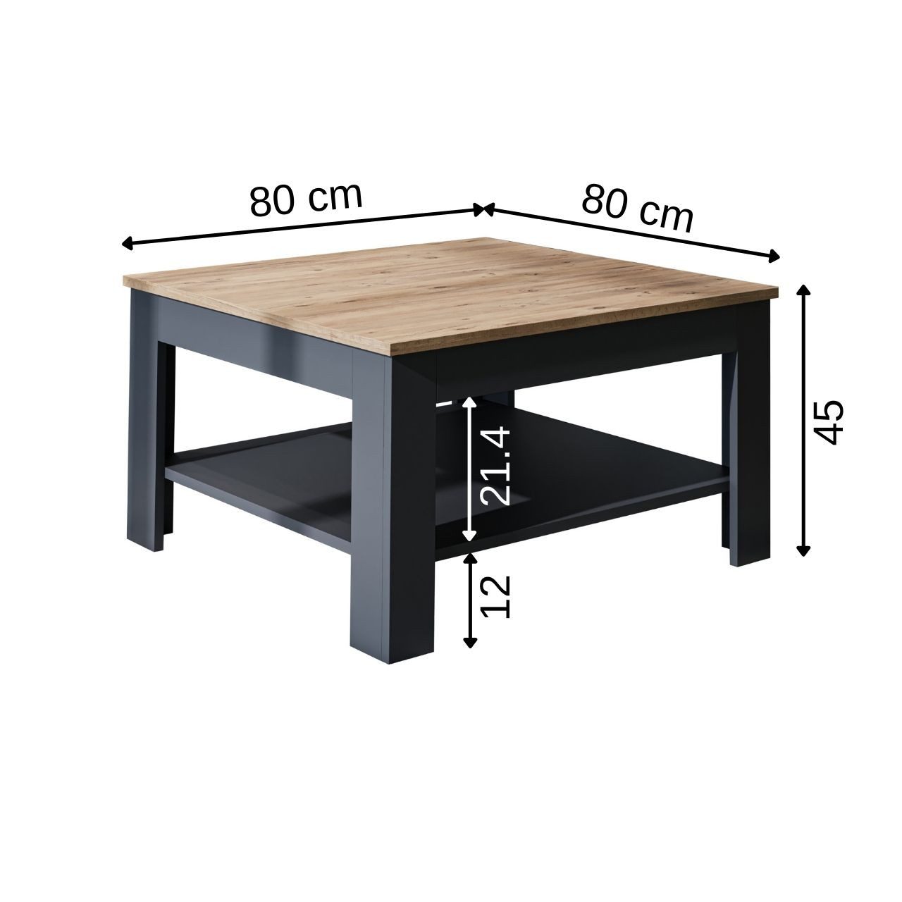 Roomart Wohnzimmertisch Couchtisch HELSINKI mit Ablageboden Wohnzimmertisch Sofatisch modern, Mit unterer Ablage, in zwei Formaten – Bild 5 von 5