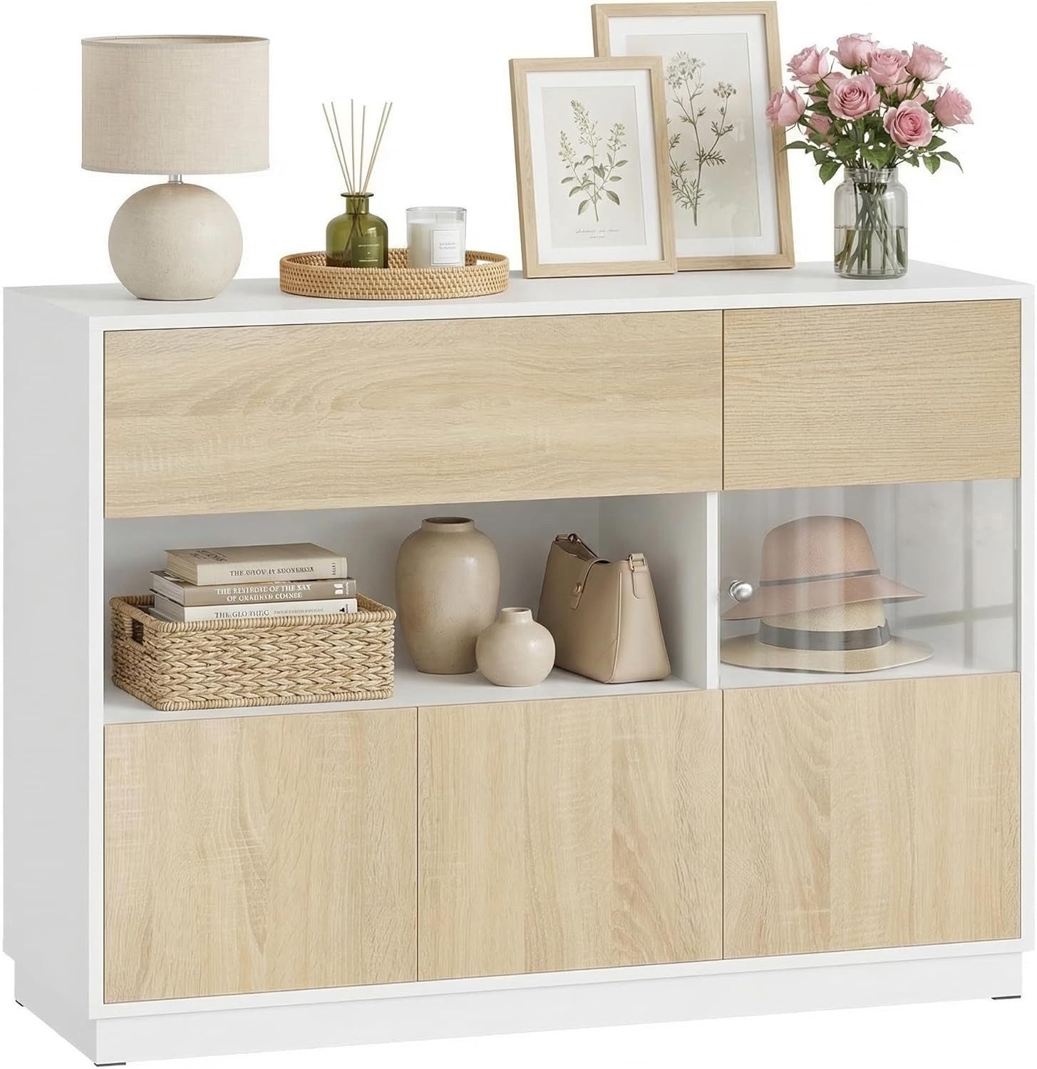 Woltu Sideboard, mit Schublade, Kommode für Esszimmer Wohnzimmer Schlafzimmer Flur