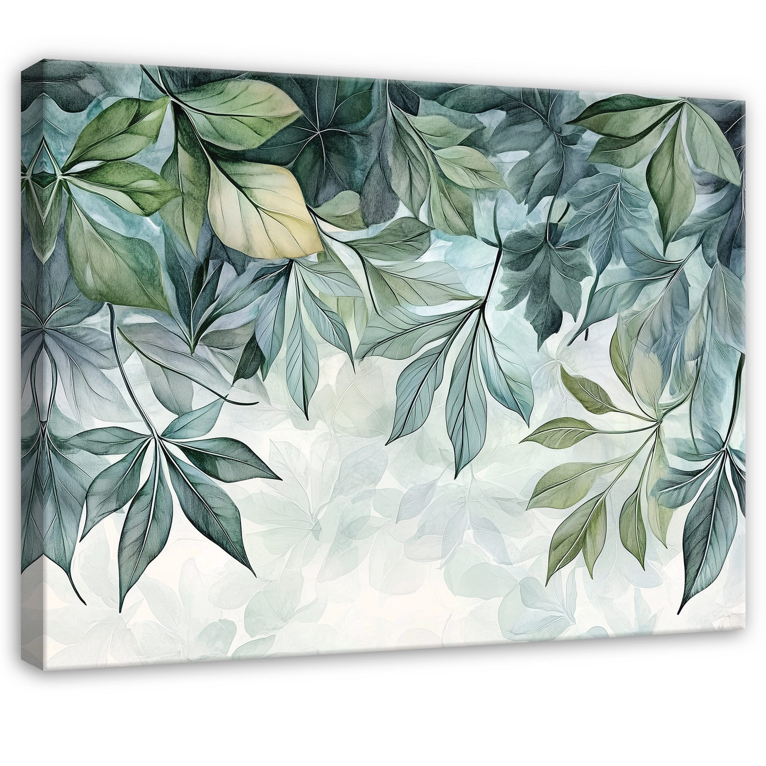 Wallarena Leinwandbild Blätter Grün Natur Abstrakt Modern Wandbilder Wand Deko XXL Изображения, Natur - Blätter (groß Изображения Wohnzimmer Schlafzimmer Einteilig, 1 St), Leinwandbild Wohnzimmer Badezimmer Küche Wand Deko Изображения Modern 60x40