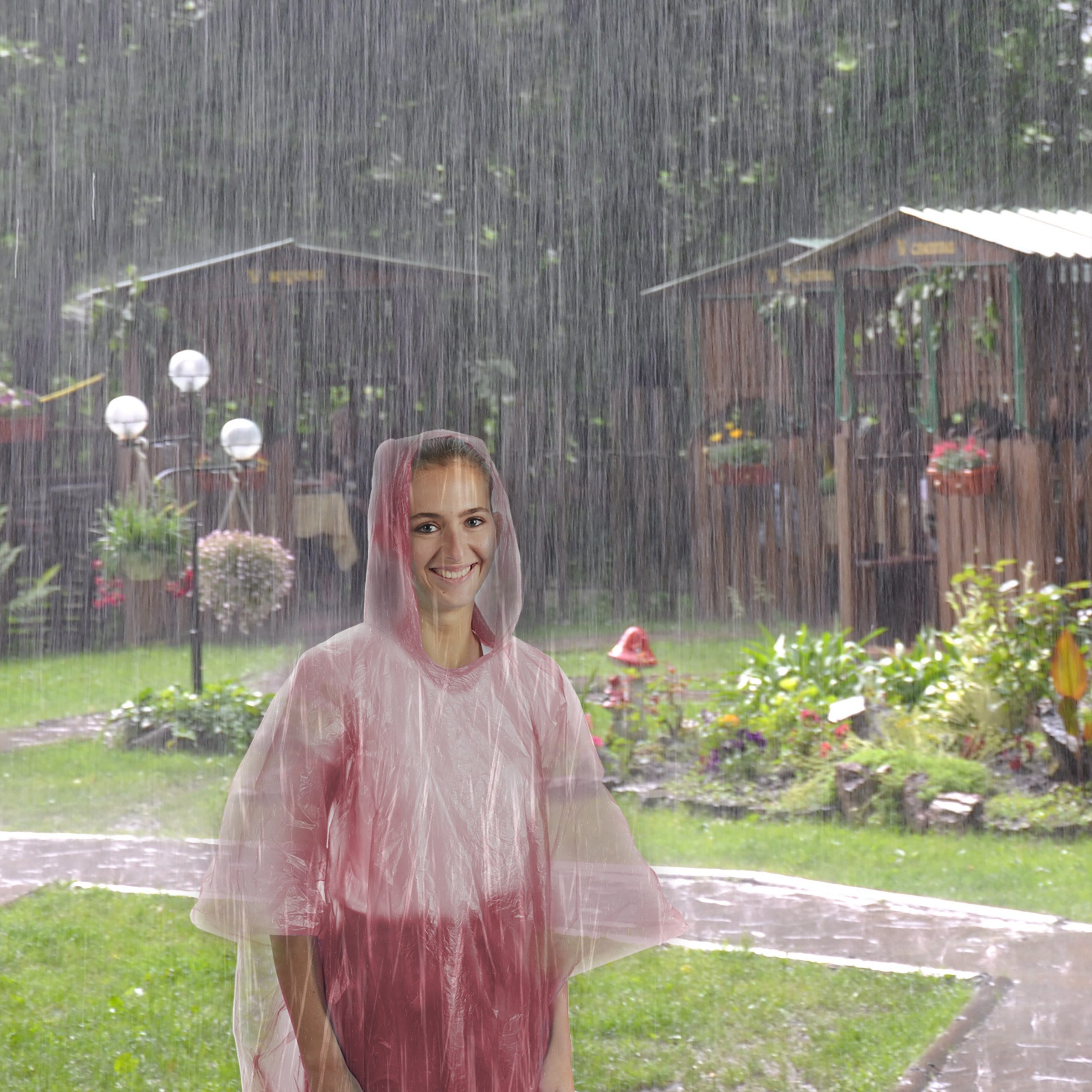 relaxdays Regenponcho Einweg Regenponcho 10er Set rot