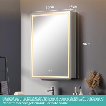 Fine Life Pro Badspiegel, Spiegelschränke 70x50x14cm, LED, 3-fach VergroBerung