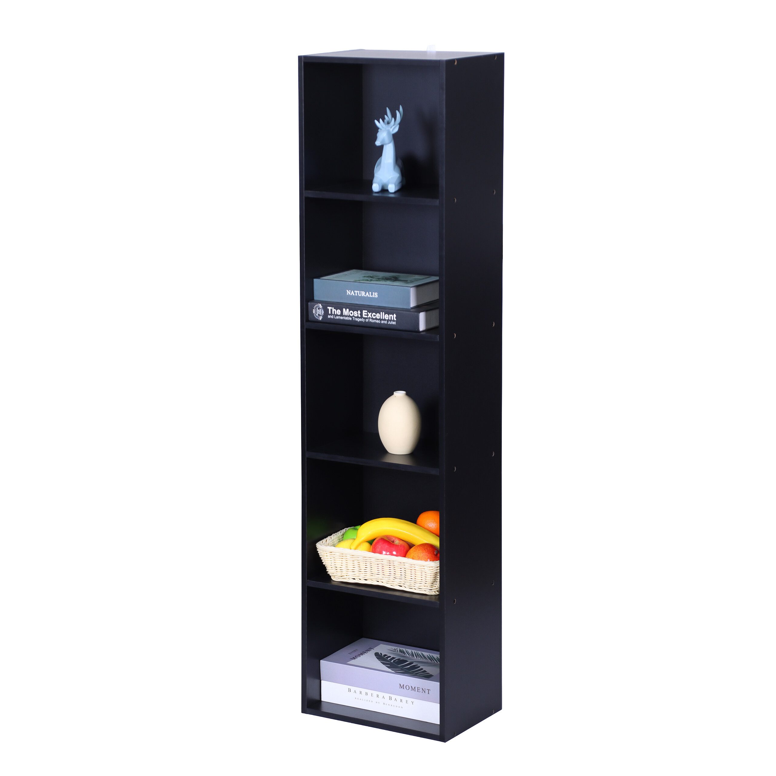 relaxdays Bücherregal Würfelform, 1-tlg., schwarz, 5 Fächer