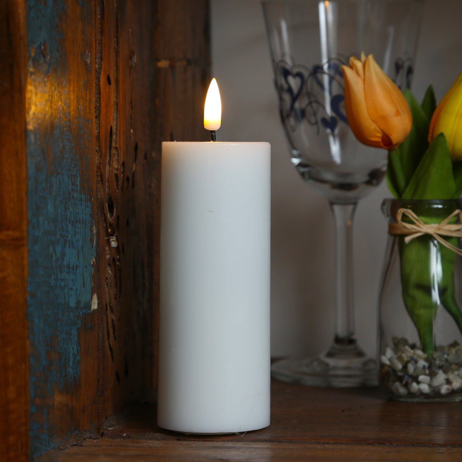 Deluxe Homeart LED-Kerze Mia Deluxe Echtwachs flackernd Wachsspiegel H: 15c günstig online kaufen