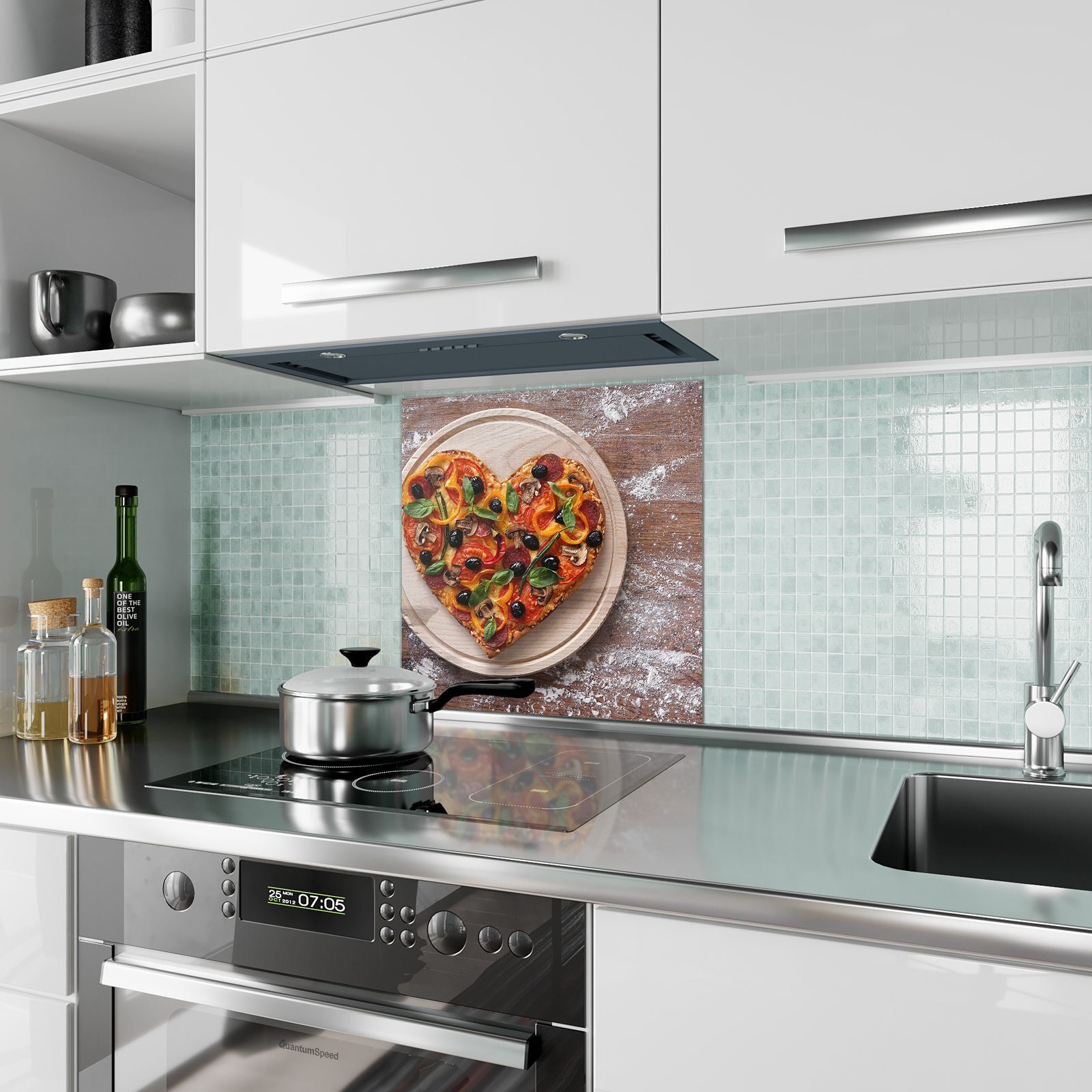 Spritzschutz mit Motiv Pizza aus Küchenrückwand Küchenrückwand Glas Herz Primedeco