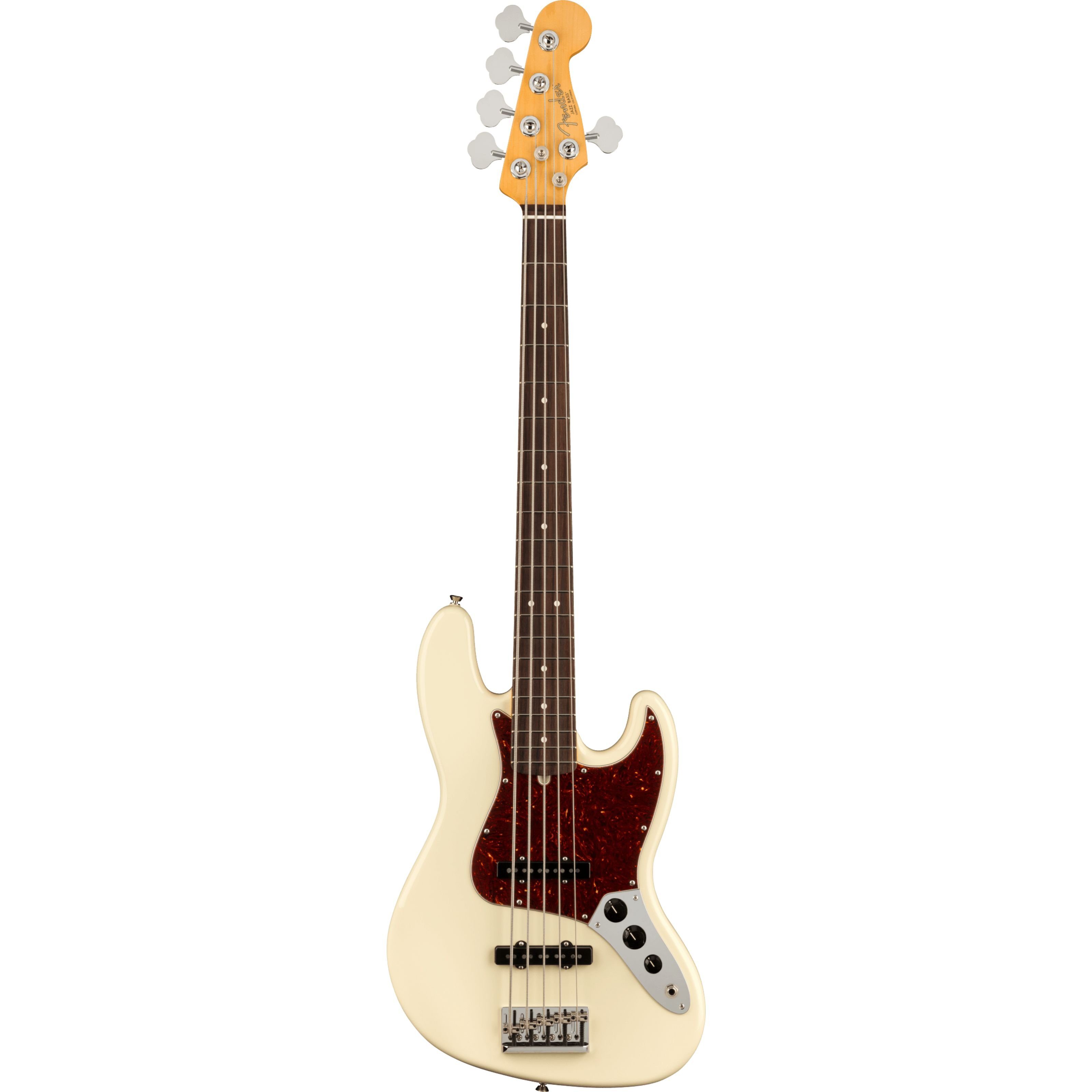 Fender E-Bass, E-Bässe, 5-Saiter E-Bässe, American Professional II Jazz Bass V RW Olympic White - E-Bass