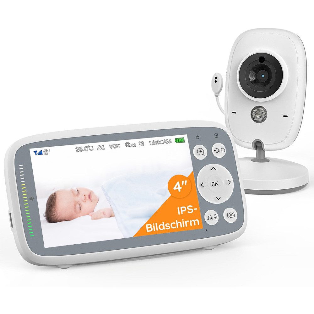 TWUFY Video-Babyphone Babyphone mit Kamera IPS VOX Nachtsicht Babyfon Video Baby Monitor, ohne WLAN mit 2000mAh Akku, Gegensprechfunktion, 2,4-GHz-FHSS, Infrarot-Nachtsicht, Temperaturanzeige, Schlaflieder, Zwei-Wege-Audio, 2/3-fach Zoom mit Fernbedienung, Extra großer 4'' IPS-Bildschirm