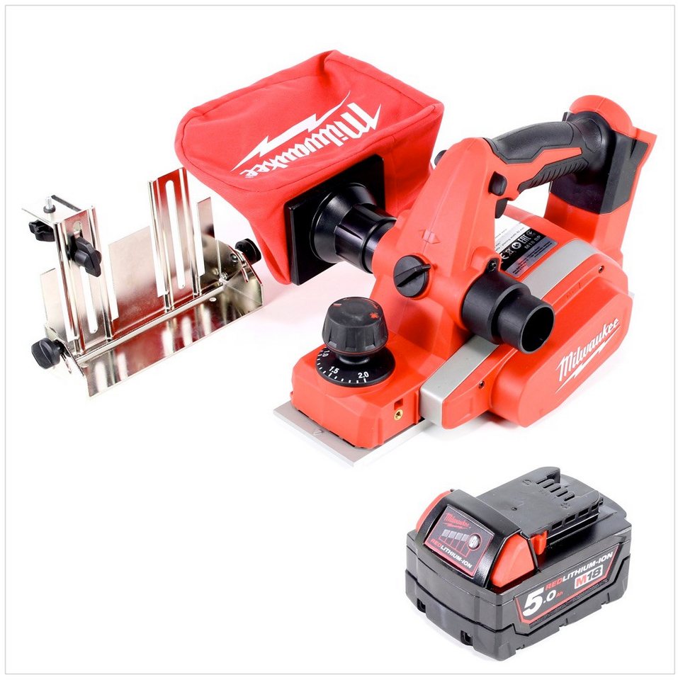 Thumbnail - Milwaukee Elektrohobel M18 BP - 501 18 V Akku Hobel + M18 B5 5,0 Ah Akku