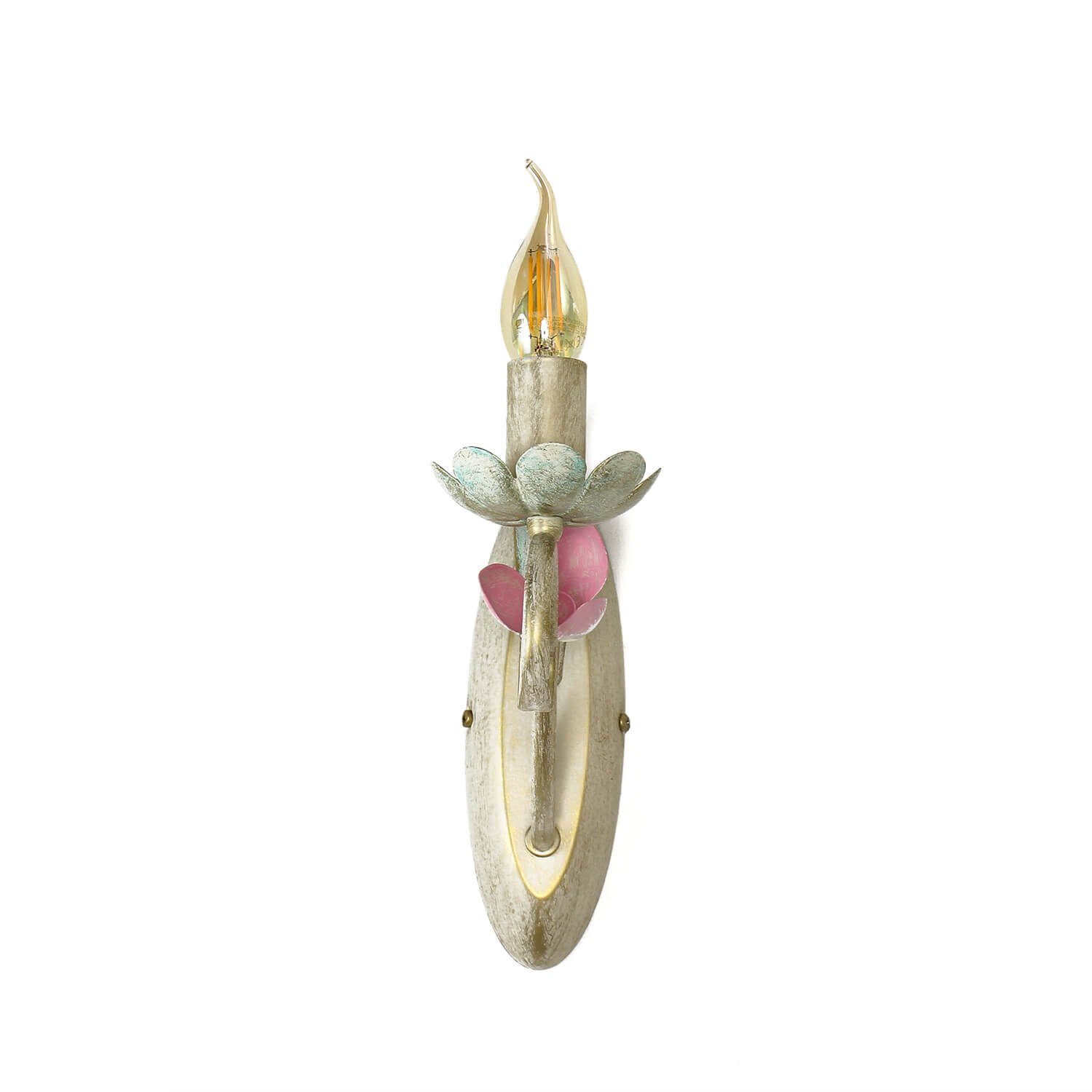 Licht-Erlebnisse Wandleuchte LUCE, ohne Leuchtmittel, Wandlampe Weiß Metall Glas floraler Stil Flur Wohnzimmer Esszimmer