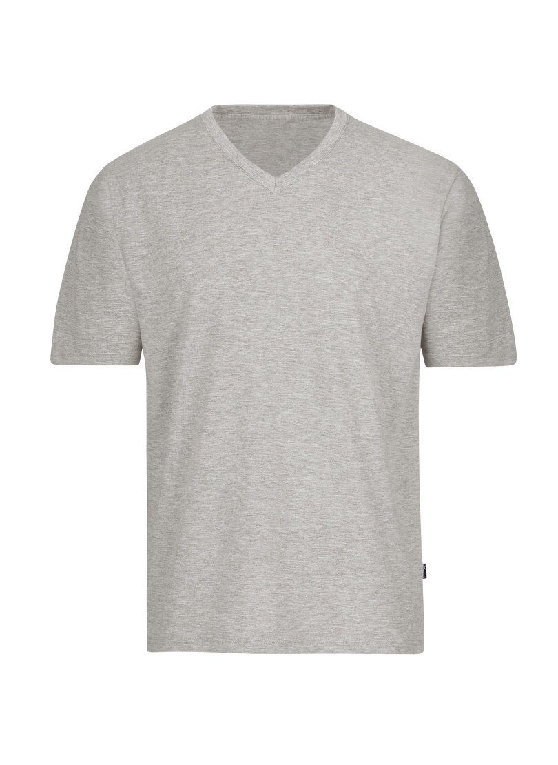 Trigema T-Shirt TRIGEMA V-Shirt grau-melange DELUXE Baumwolle