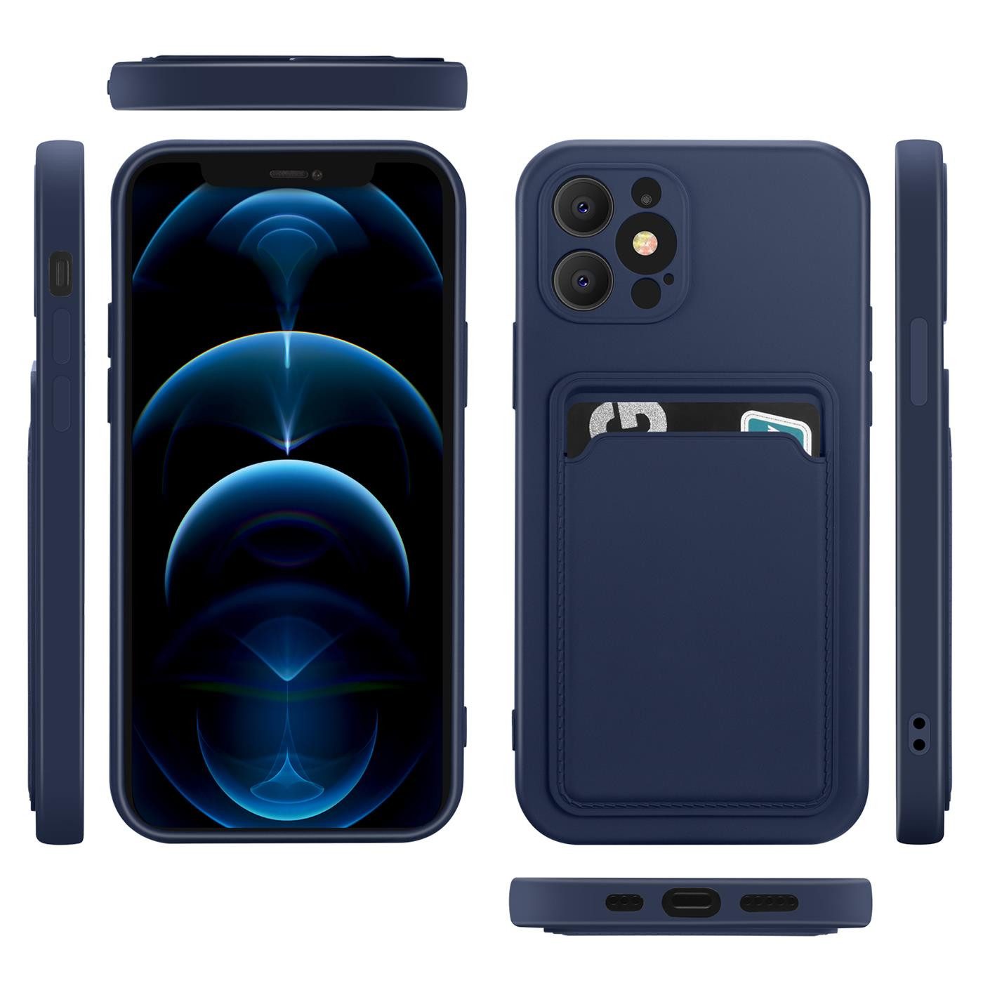 CoolGadget Handyhülle Schutzhülle mit Kartenfach für Apple iPhone 12 Pro Max 6,7 Zoll, Silikon Case Slim TPU Cover Tasche mit Aufbewahrung EC Karte Ausweis