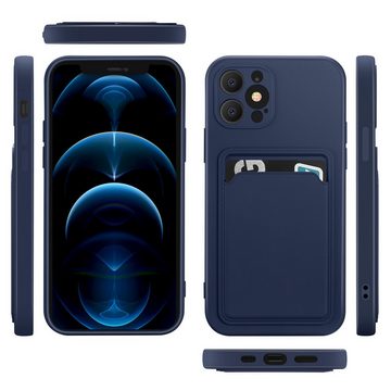 CoolGadget Handyhülle Blau als 2in1 Schutz Cover Set für das Apple iPhone 12 Pro 6,1 Zoll, 2x Glas Display Schutz Folie + 1x TPU Case Hülle für iPhone 12 Pro