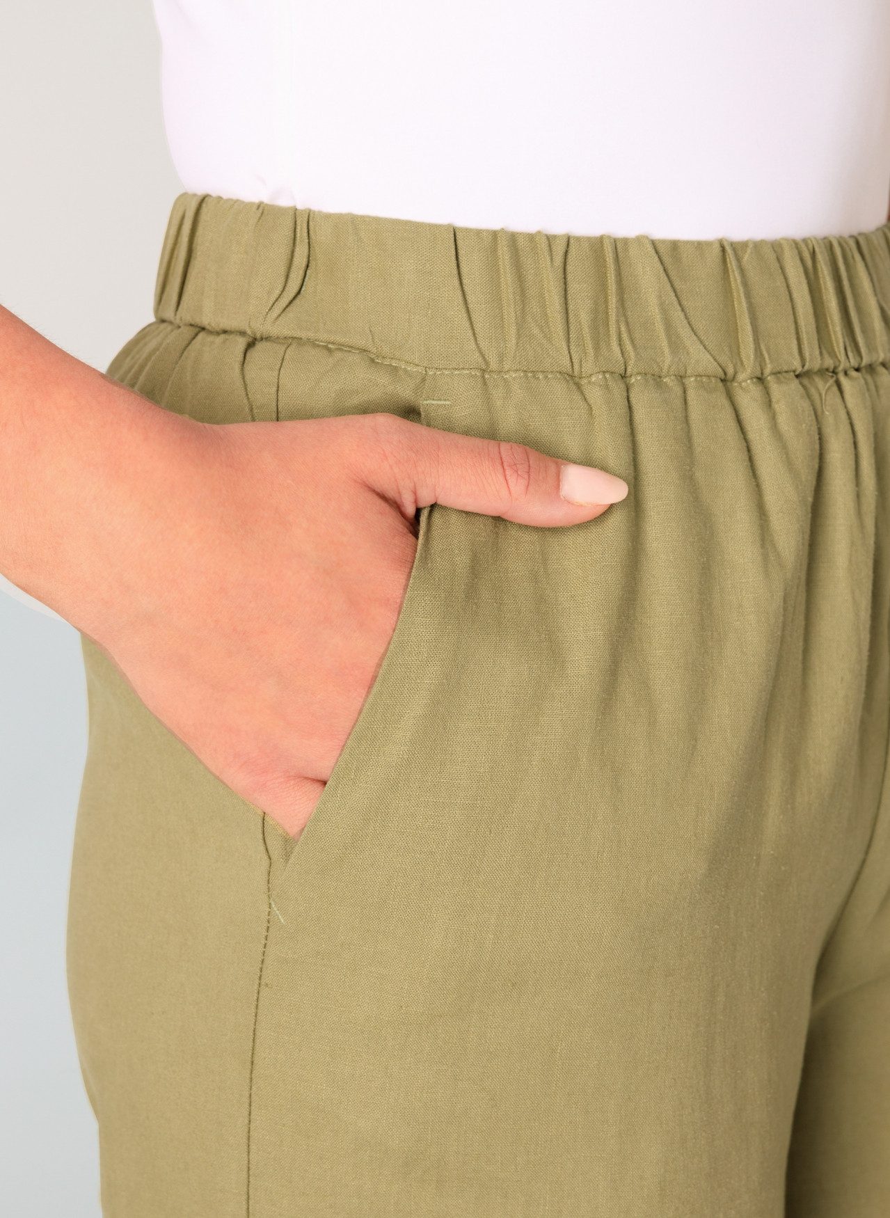 Base Level Leinenhose Yul Sommerhose mit elastischem Bund