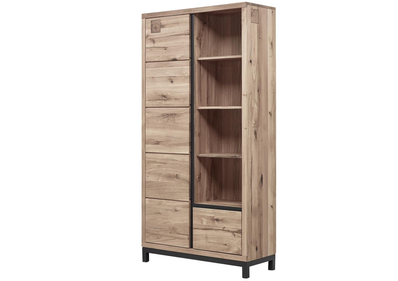 Massivmoebel24 Bücherregal VILLANDERS, 1-tlg., Bücherregal Wildeiche 100x40x200 bianco geölt VILLANDERS #239