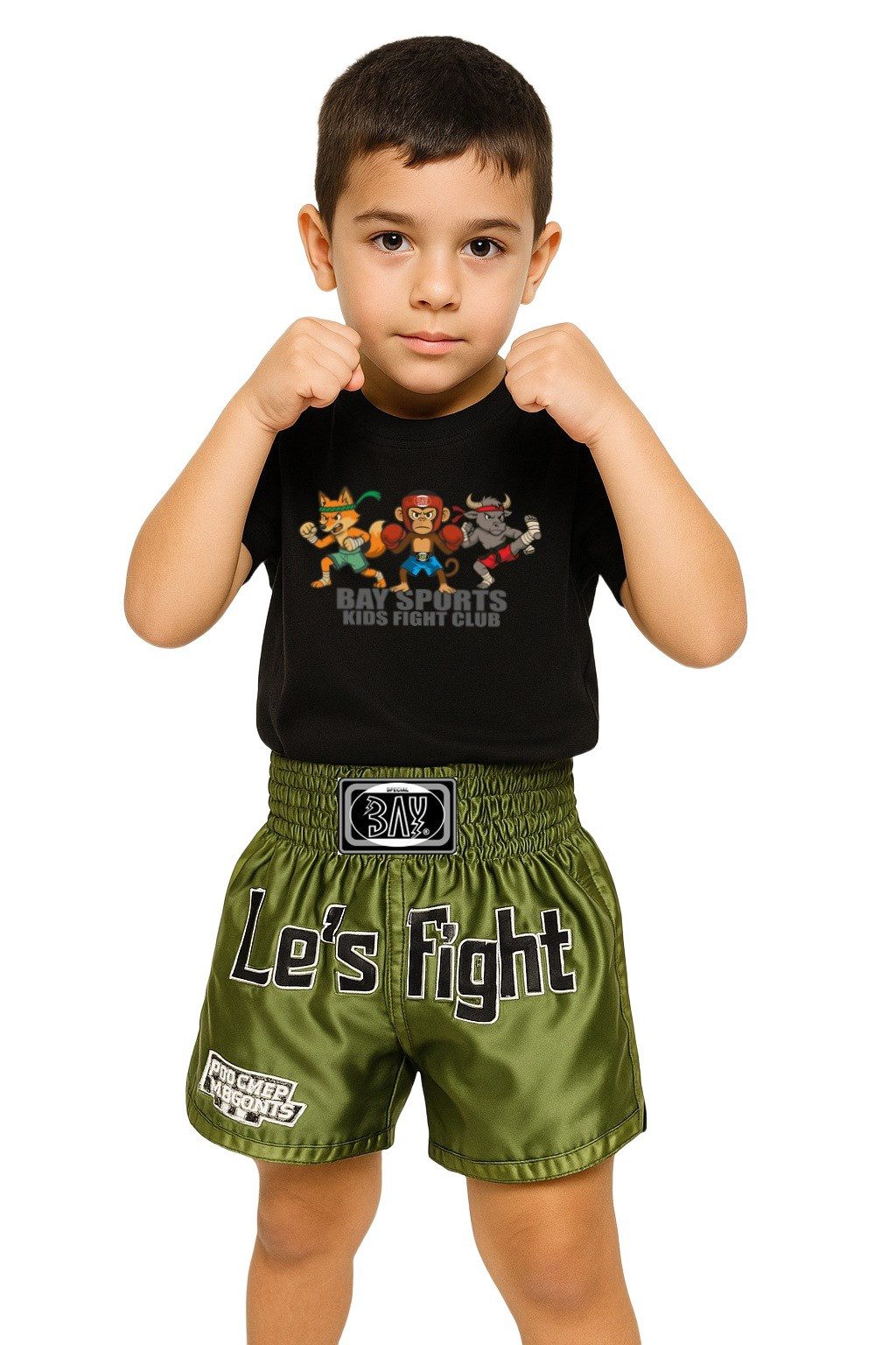 BAY-Sports Print-Shirt Wild Kids Club Fighter Kickboxen MMA Boxen Thaiboxen Muay Thai Karate (Stück) Kinder, Kids Affe, Bison und Fuchs – das tierisch starke Fighter