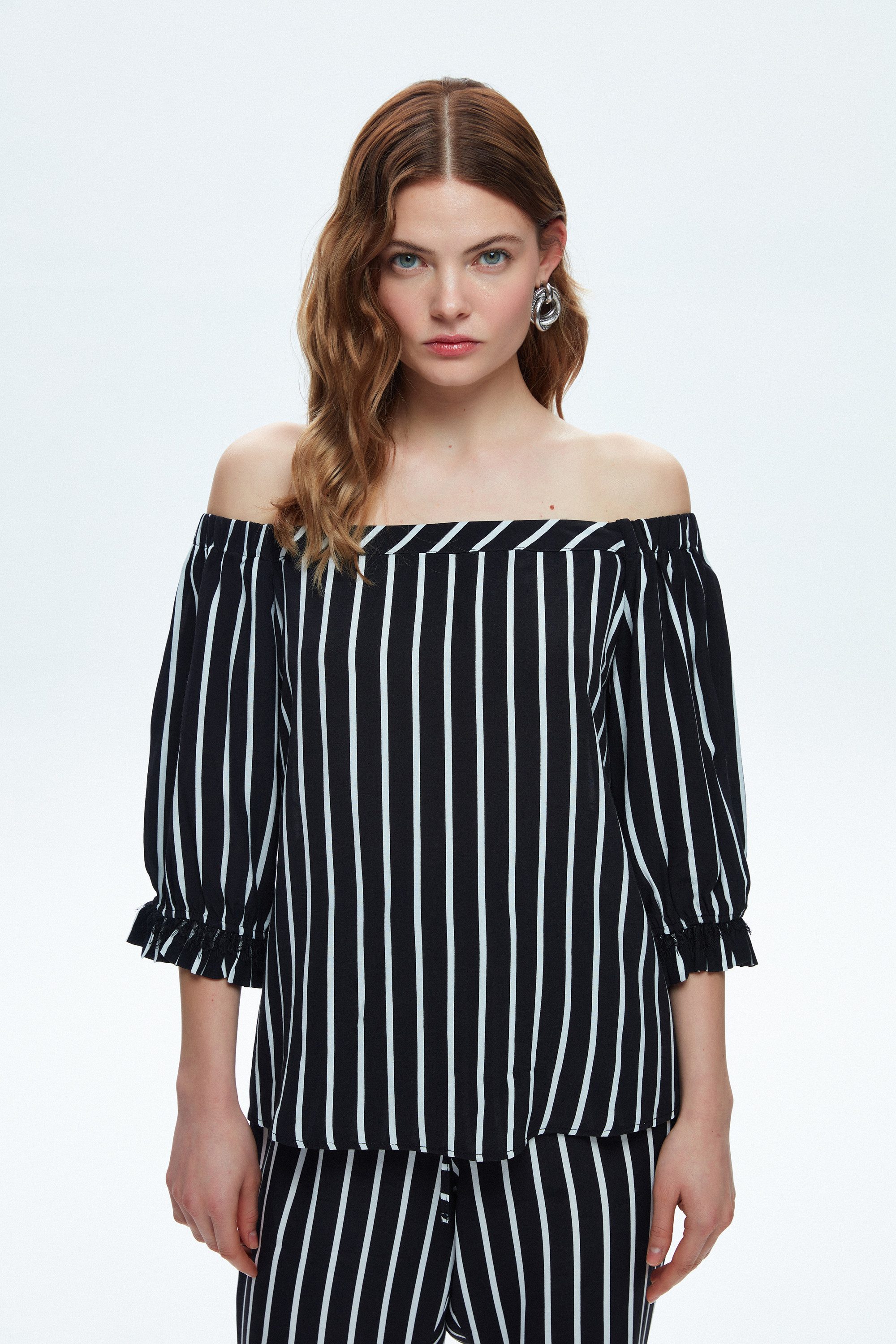 adL Blusentop Gestreifte Carmenbluse