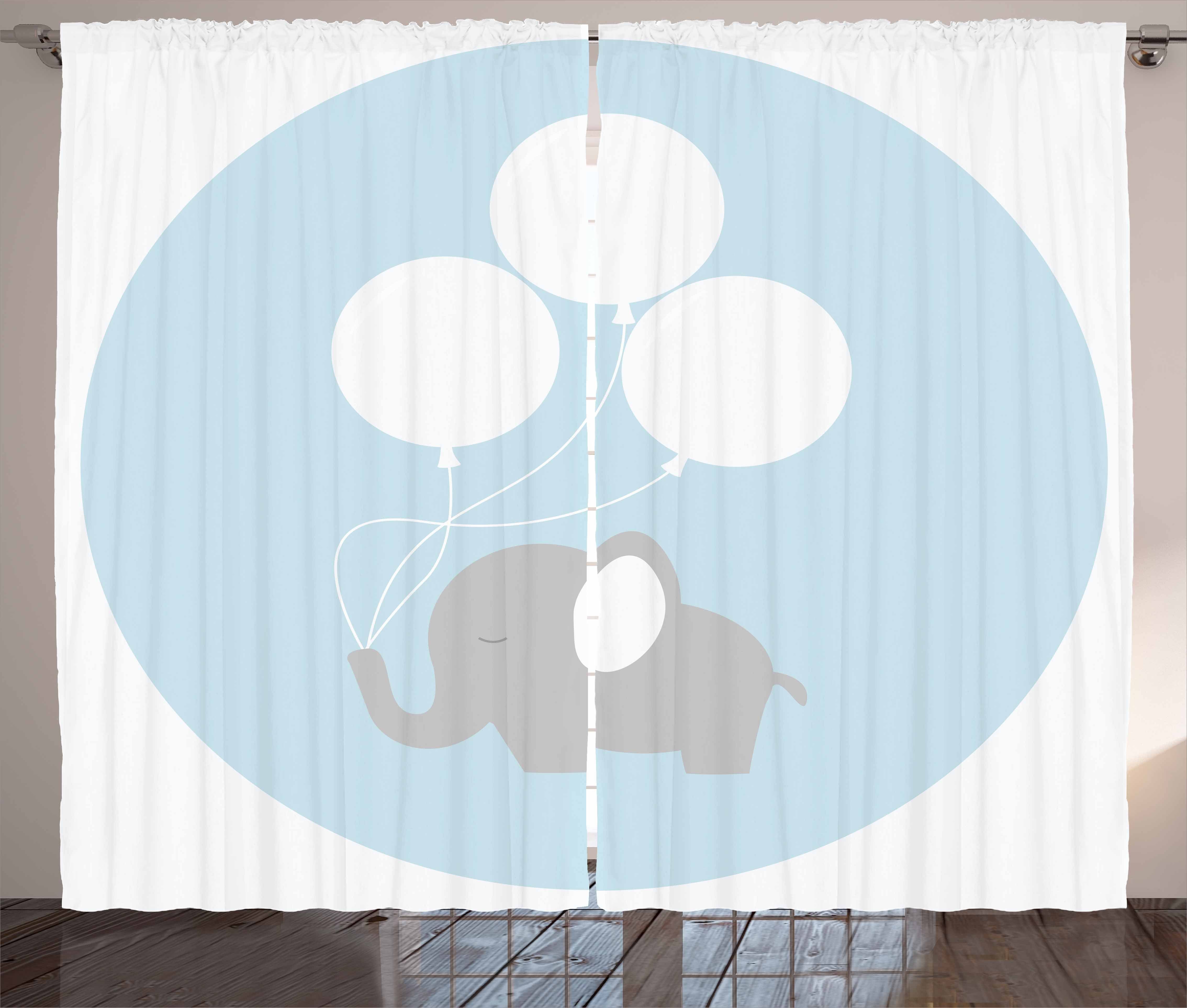 Gardine Schlafzimmer Kräuselband Vorhang mit Schlaufen und Haken, Abakuhaus, Elephant Nursery Balloons Baby-