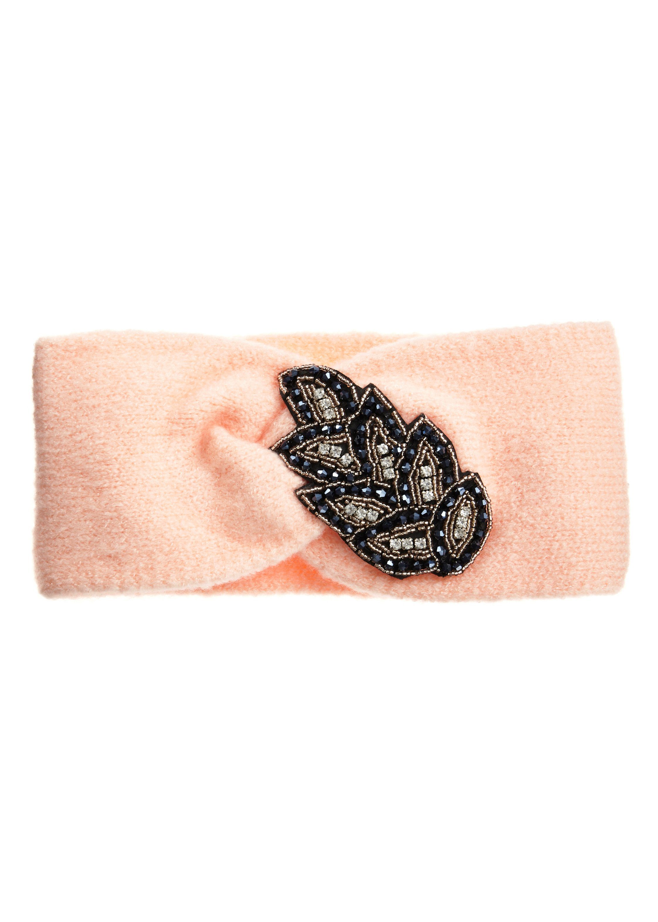 LASCANA Stirnband Strickstirnband mit Perlen Applikation und Knoten, Haarband, Kopfband rosa