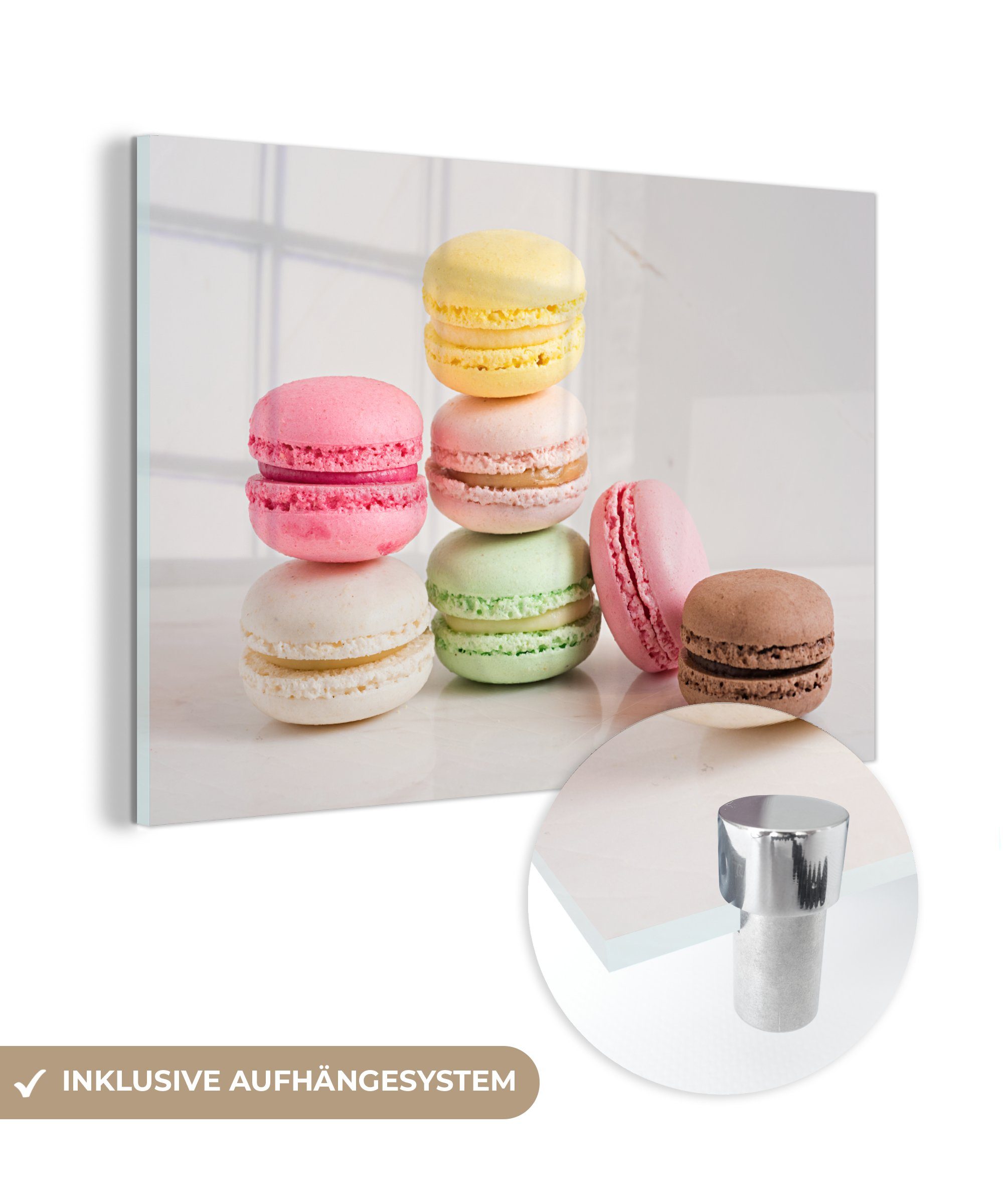 MuchoWow Acrylglasbild Makronen mit verschiedenen Farben, (1 St), Acrylglasbilder Wohnzimmer & Schlafzimmer