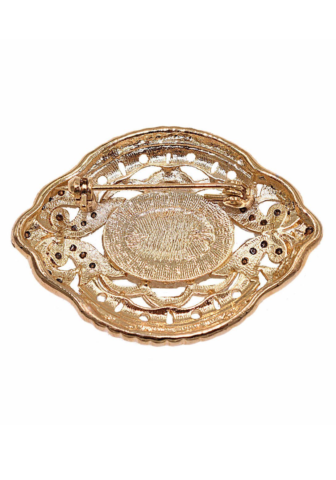 Firetti Brosche Schmuck Geschenk Ansteckschmuck Oval Glitzersteine, mit Strassstein - mit Süßwasserzuchtperle