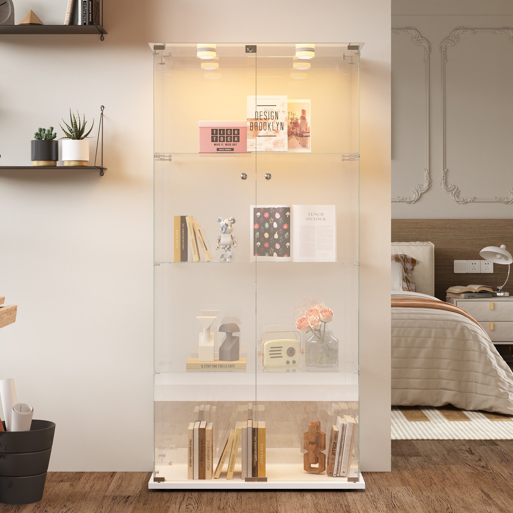 FUROKOY Glasvitrine Standvitrinen, Vitrine aus gehärtetem Glas (Vitrinensch günstig online kaufen