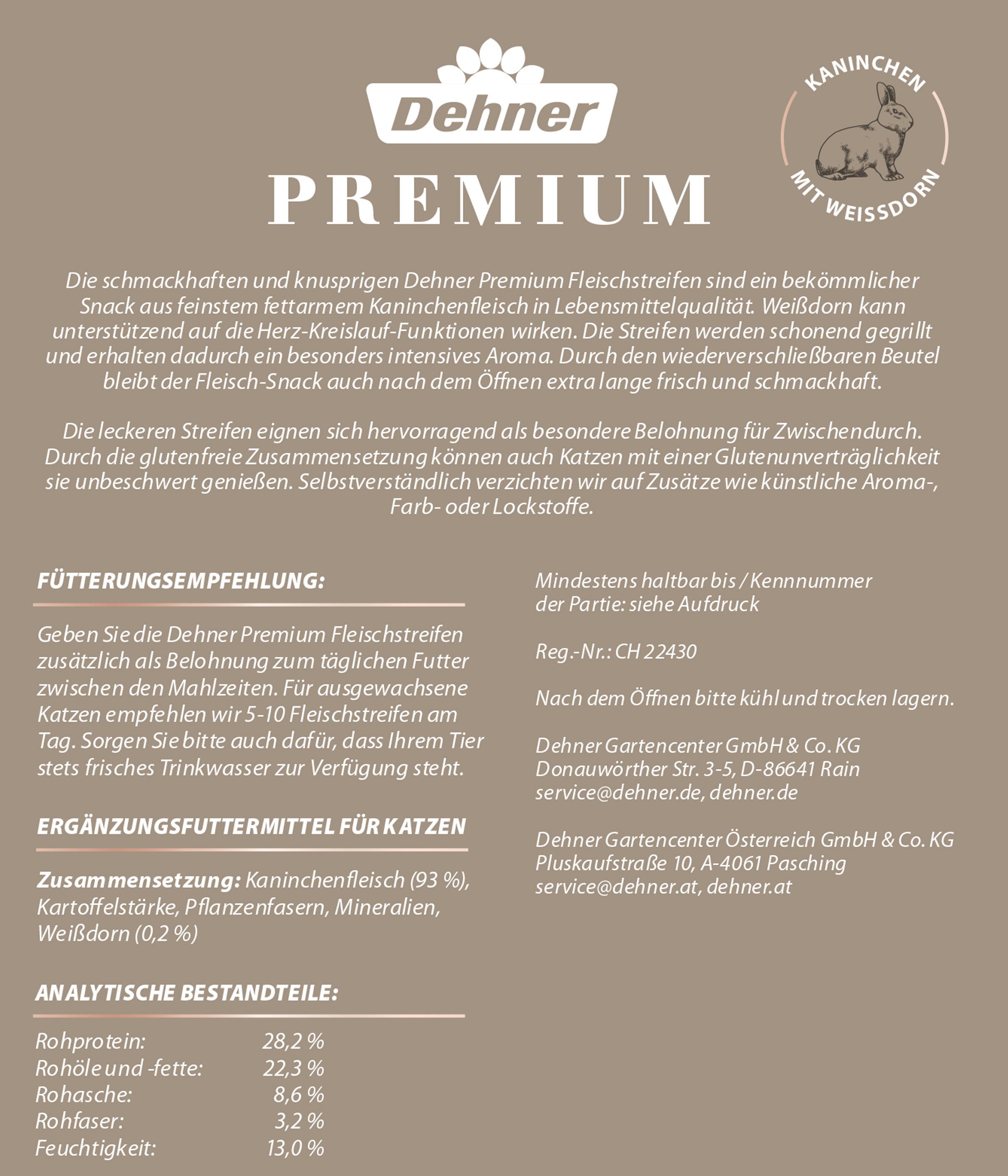 Dehner Dehner Premium Katzensnack Kaninchenfleisch mit Weißdorn, 45 g Kaninchen, Snack für: Katze