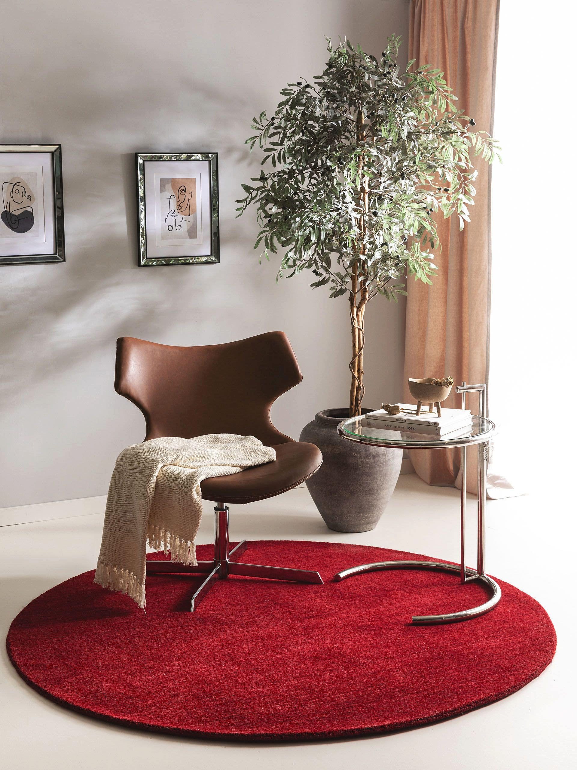 benuta Wollteppich Jamal, rund, Höhe: 6 mm, Kunstfaser, Berber, Ethno-Style, Wohnzimmer