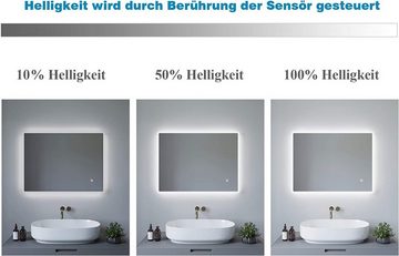 AQUABATOS LED-Lichtspiegel LED Badspiegel Badezimmerspiegel Bad Spiegel mit Beleuchtung 70x50cm, Dimmbar Touch Schalter Kaltweiß 6400K IP44 Energiesparend