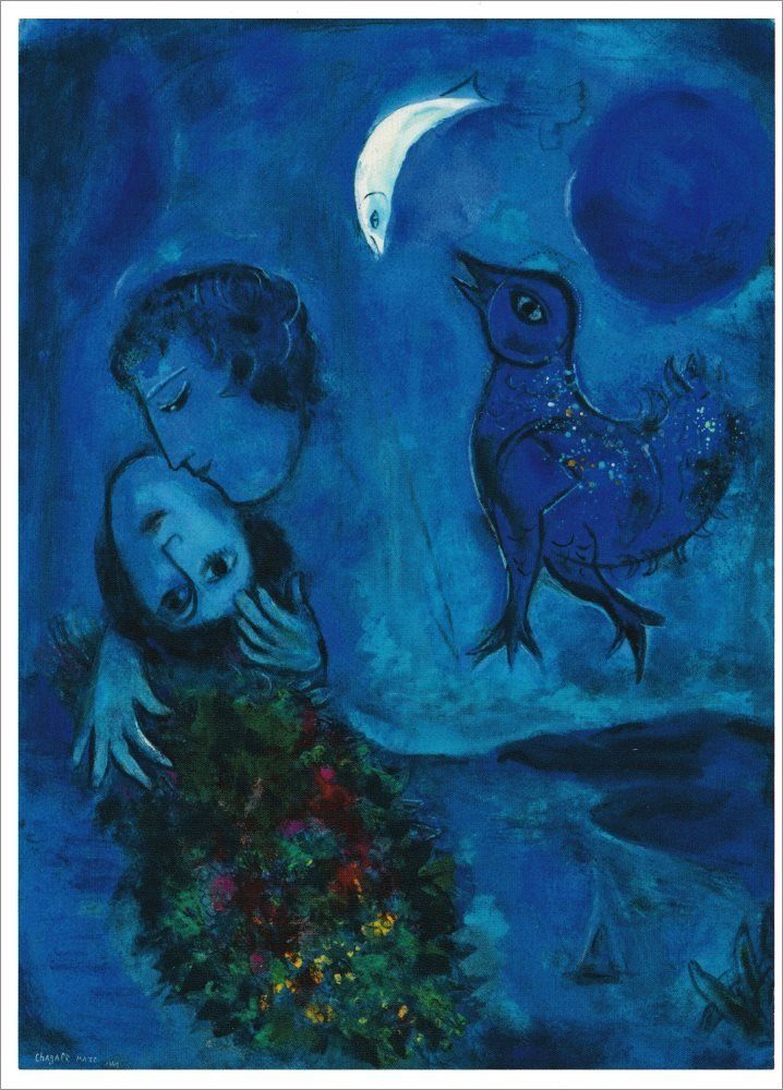Postkarte Kunstkarte Marc Chagall "Blaue Landschaft"