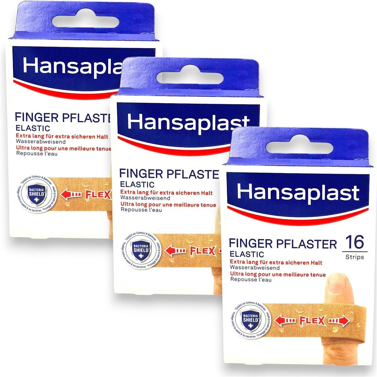 Hansaplast Wundpflaster 3x Hansaplast Fingerpflaster 3x 16er - Elastic Finger Strips