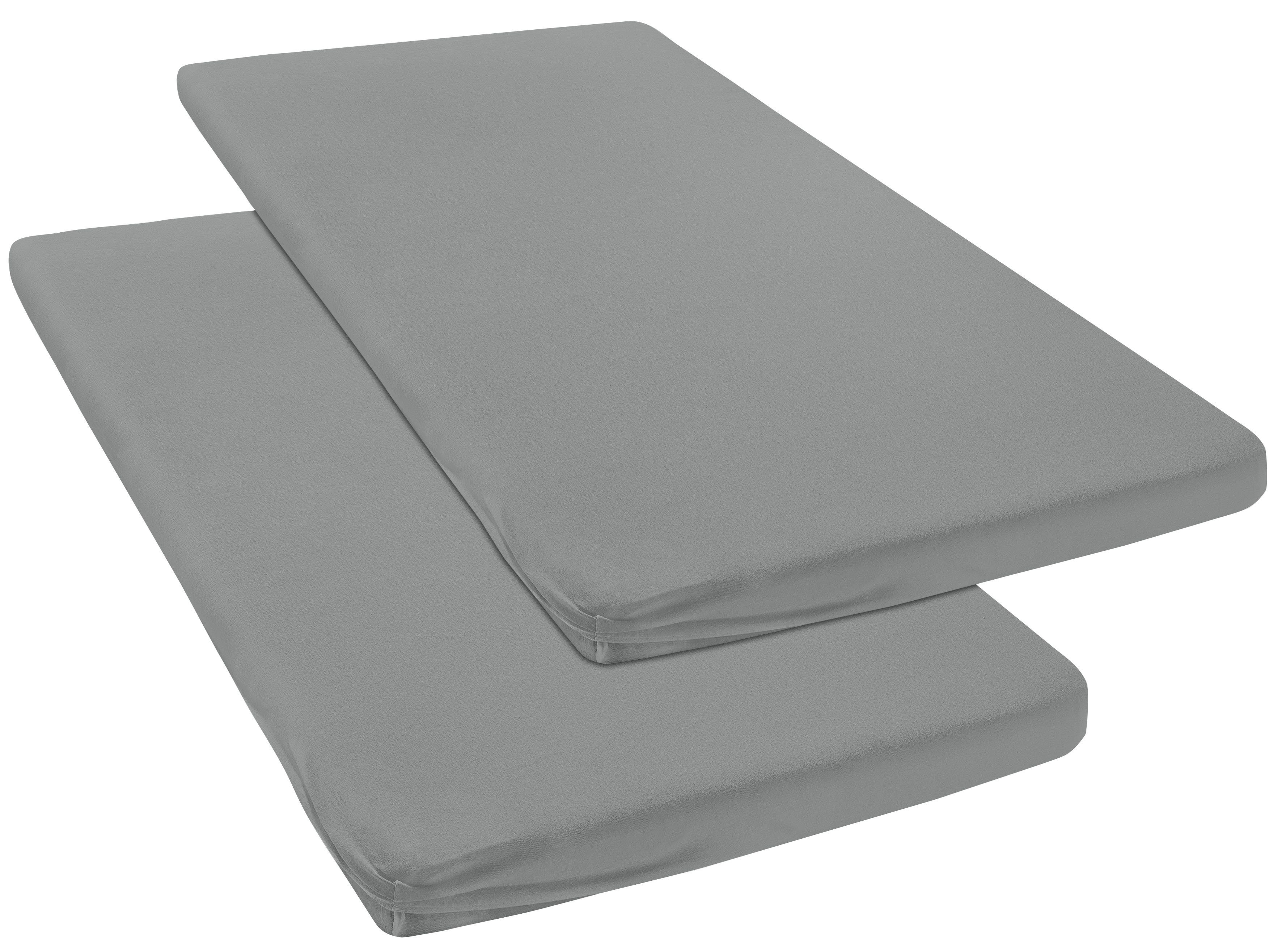 OTTO home Spannbettlaken Topper Basic, in Gr. 90x200, 140x200 oder 180x200 cm, Baumwoll-Jersey, Gummizug: rundum, (2 Stück), Baumwolle, Matratzen bis 8 cm Höhe, Bettlaken, Spannbetttuch, Laken