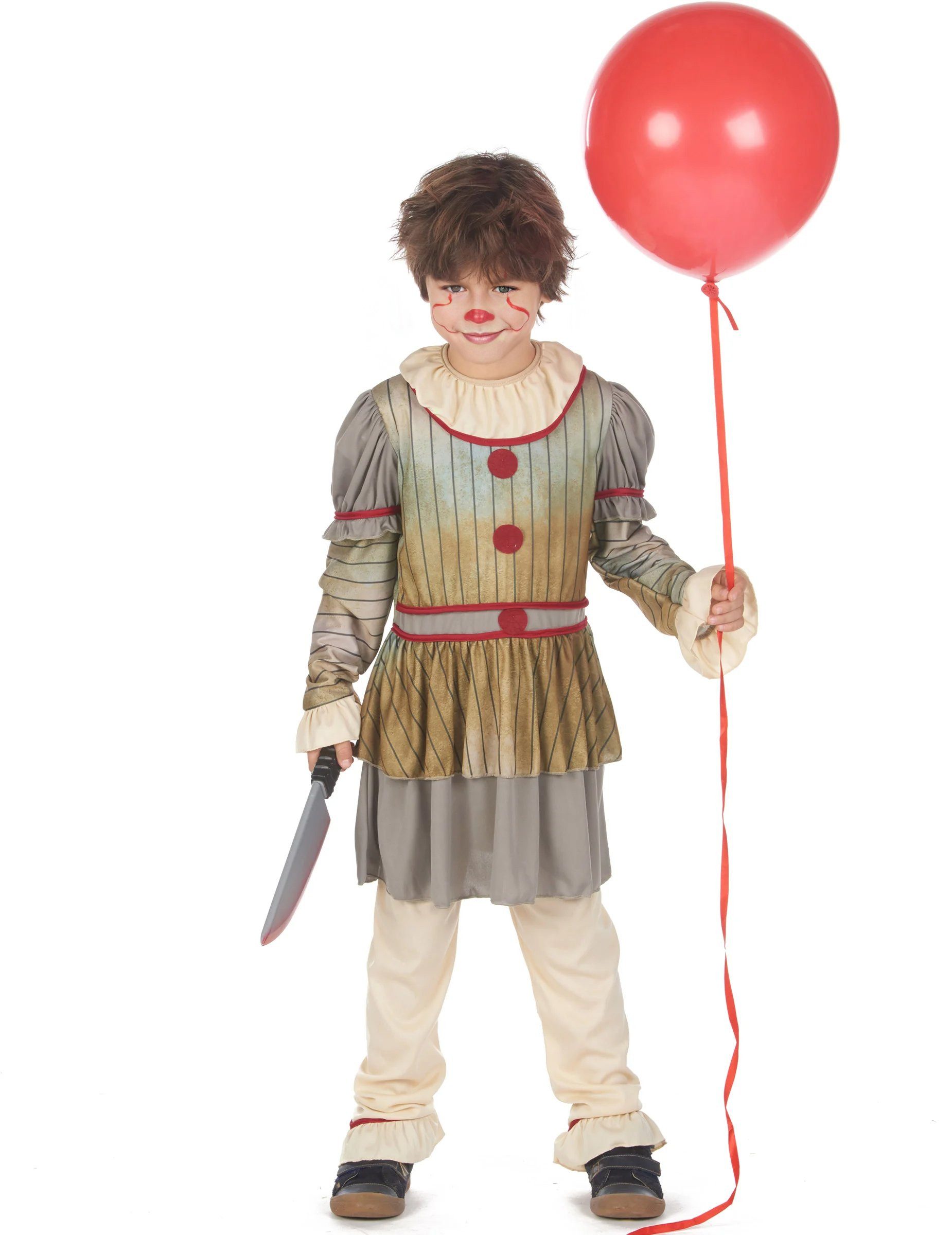 JADEO Clown-Kostüm Halloween-Clown-Kostüm für Kinder grau-beige-rot