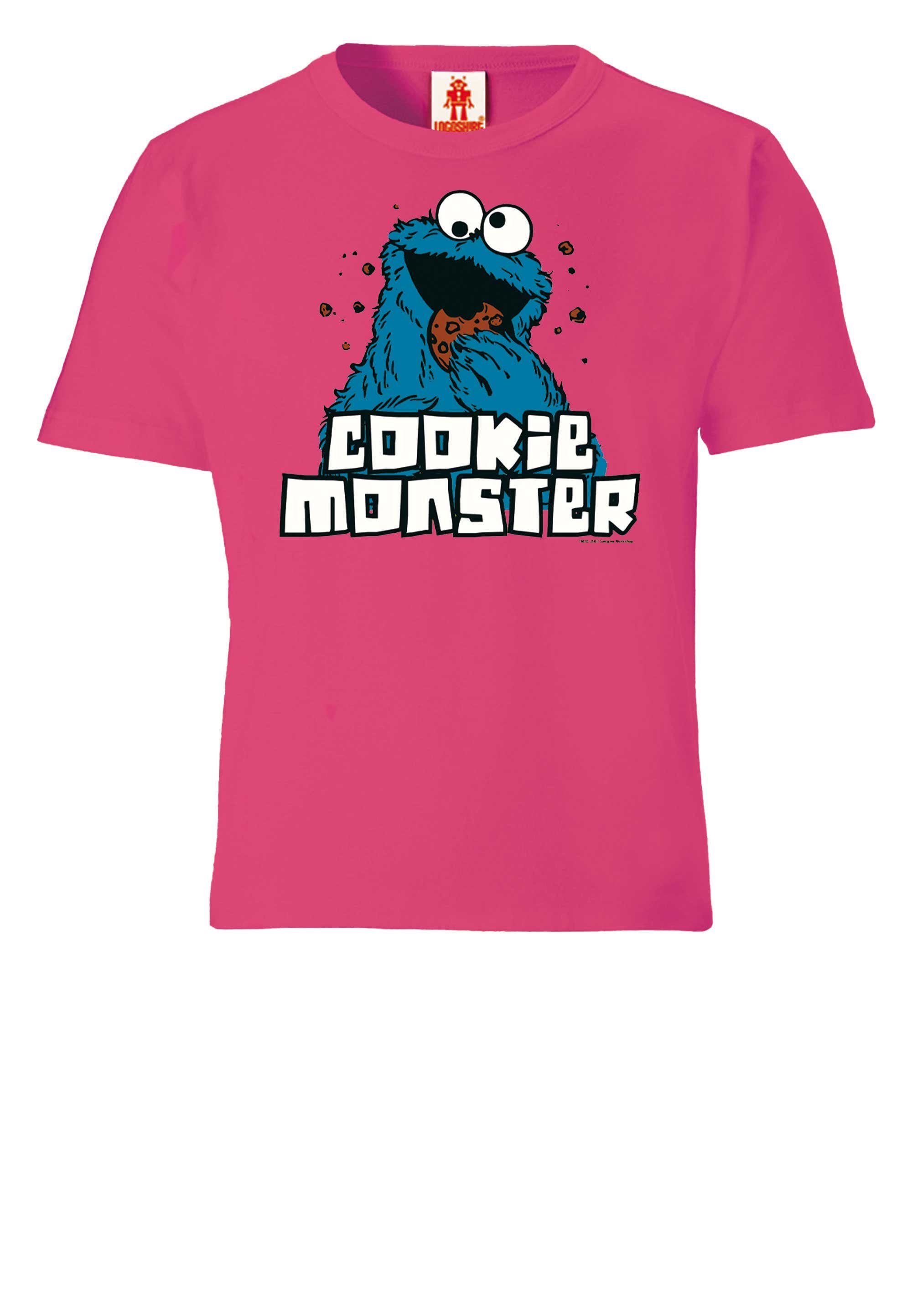 Frontprint Sesamstraße - LOGOSHIRT T-Shirt mit Krümelmonster coolem rosa