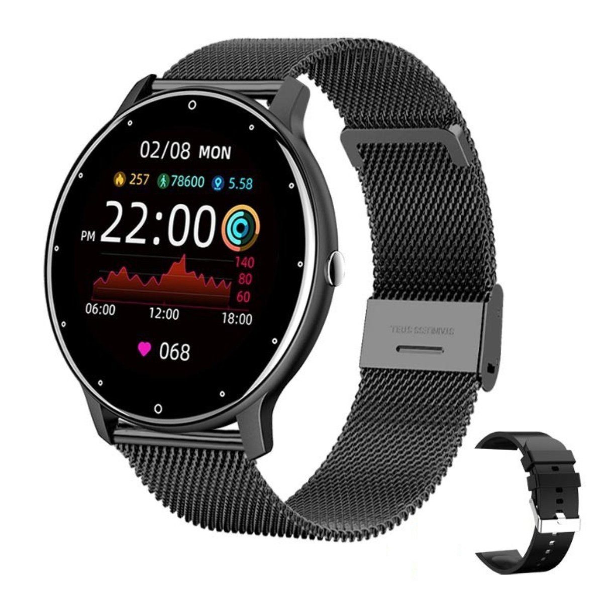 GelldG Intelligente Uhr für Männer Frauen, Touchscreen Fitness Tracker Smartwatch