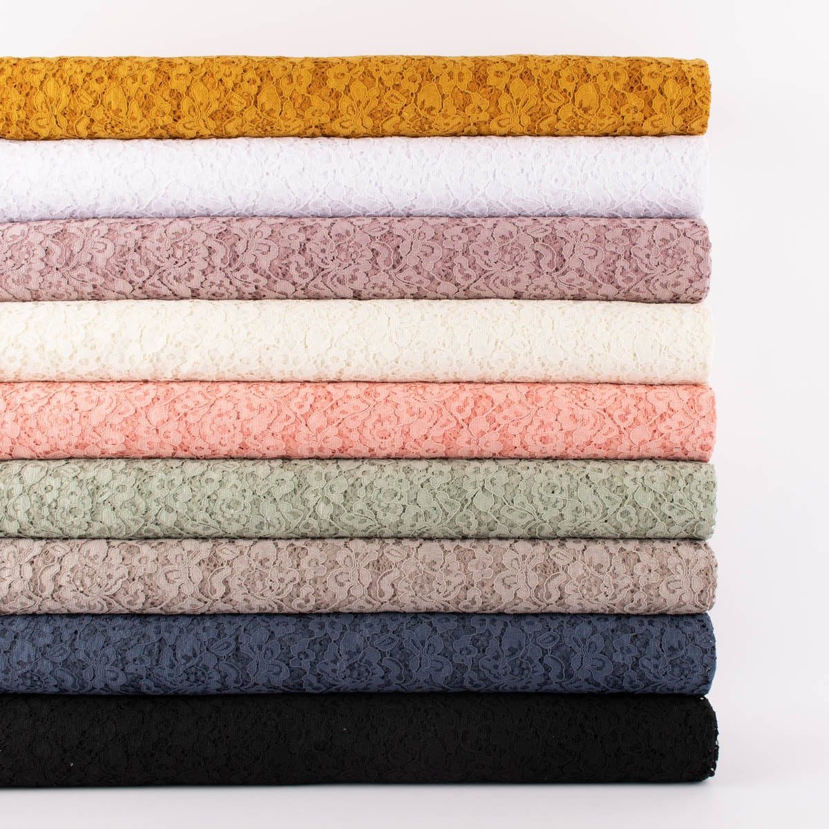 SCHÖNER LEBEN. Stoff Spitzenstoff Meterware floral Bogenkante in verschiedenen Farben 1,46m