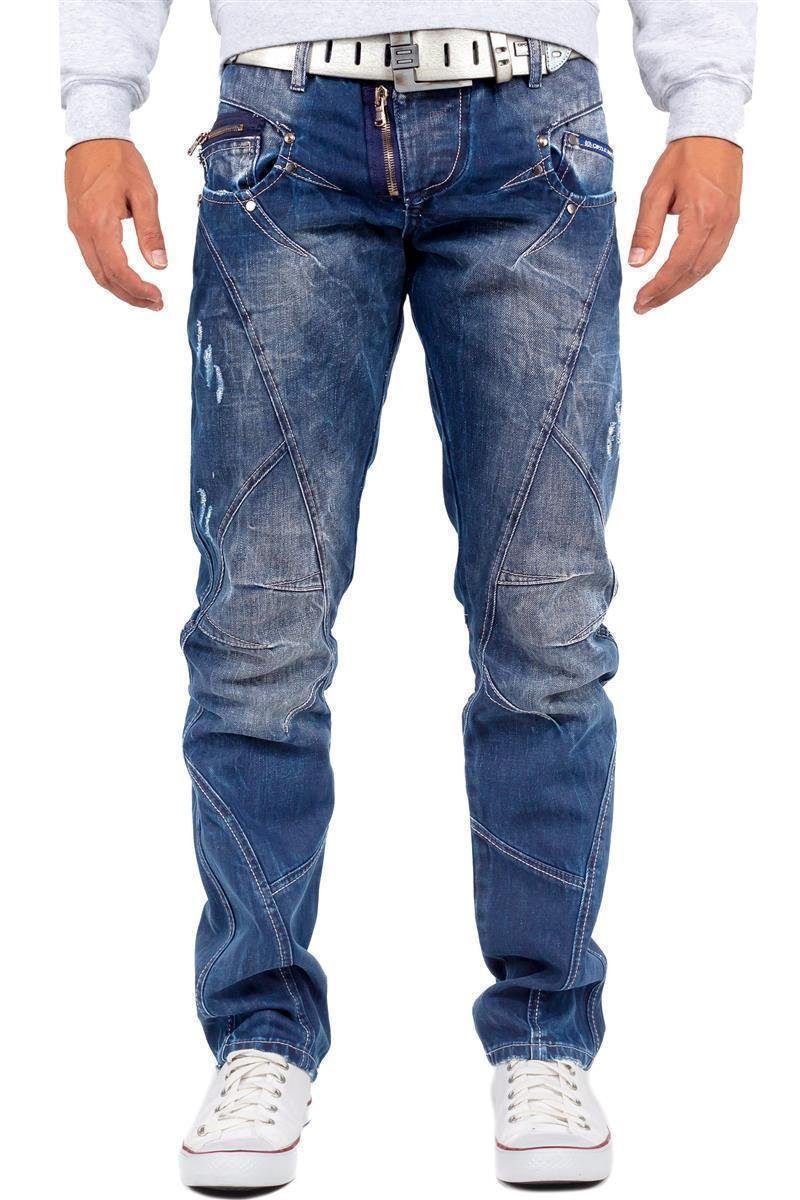 Cipo & Baxx 5-Pocket-Jeans Hose BA-C0768 mit Destroyed Effekten und Zippern