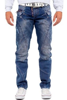 Cipo & Baxx 5-Pocket-Jeans Hose BA-C0768 W33/L30 (1-tlg) mit Destroyed Effekten und Zippern