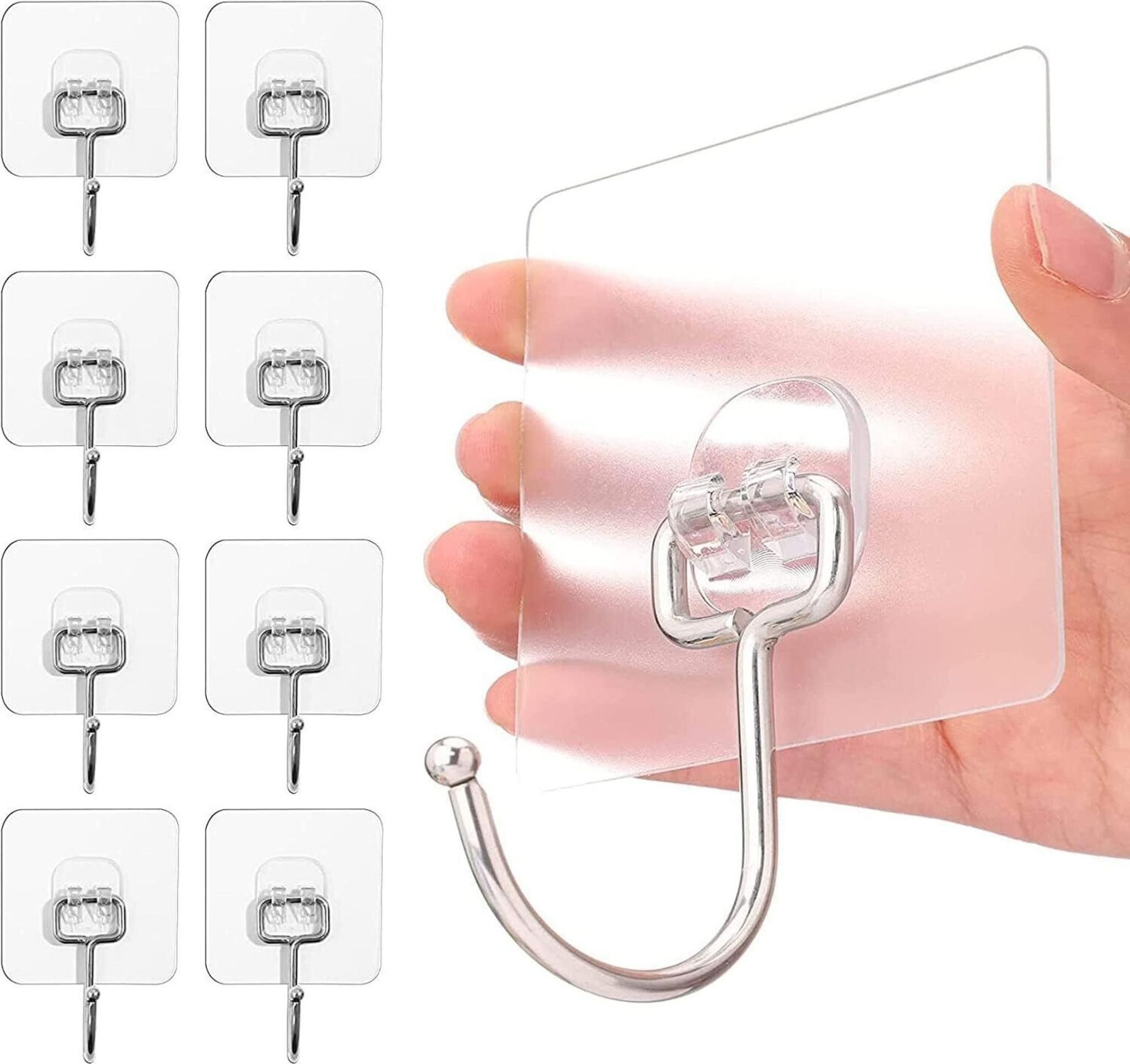 FELIXLEO Allzweckmesser 8 Stk. Klebehaken Extra Stark 15kg Selbstklebend Transparent Wandhaken