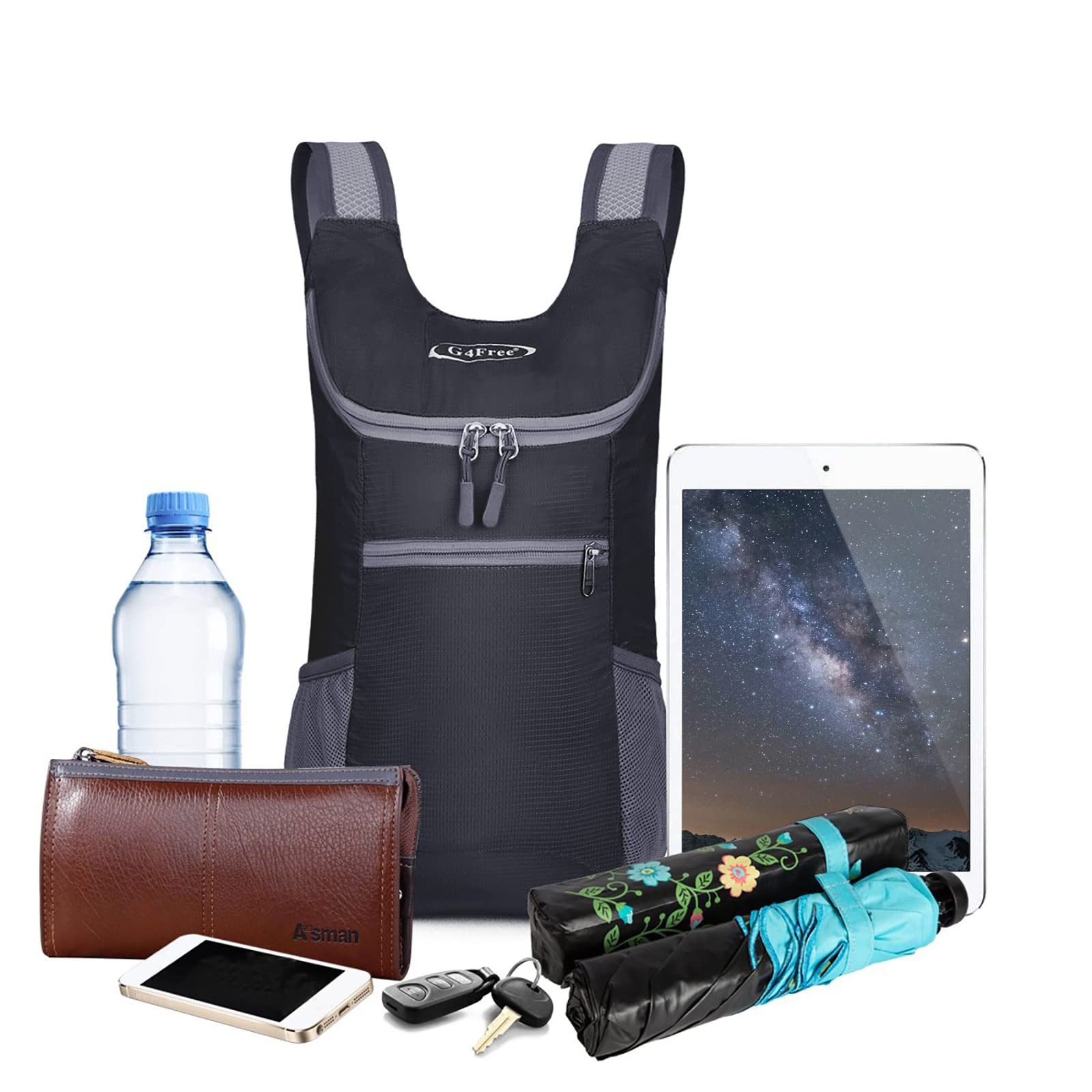 G4Free Wanderrucksack Foldable Rucksack Lightweight Daypack Unisex Packable Travel Rucksack, Leichter, faltbarer Wanderrucksack mit 11 Litern Volumen