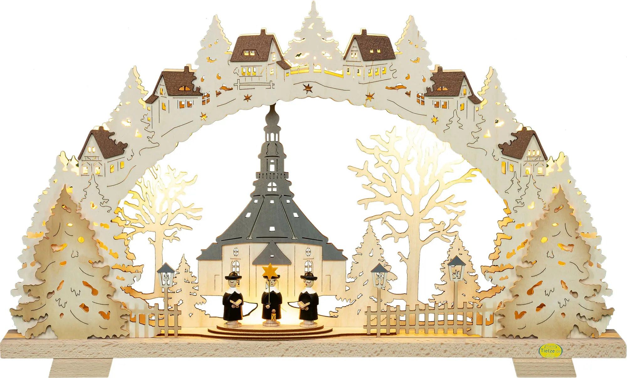 Tietze Erzgebirgsdesign LED Schwibbogen Seiffener Kirche exklusiv, 52x31,5x5 cm (BxHxT)