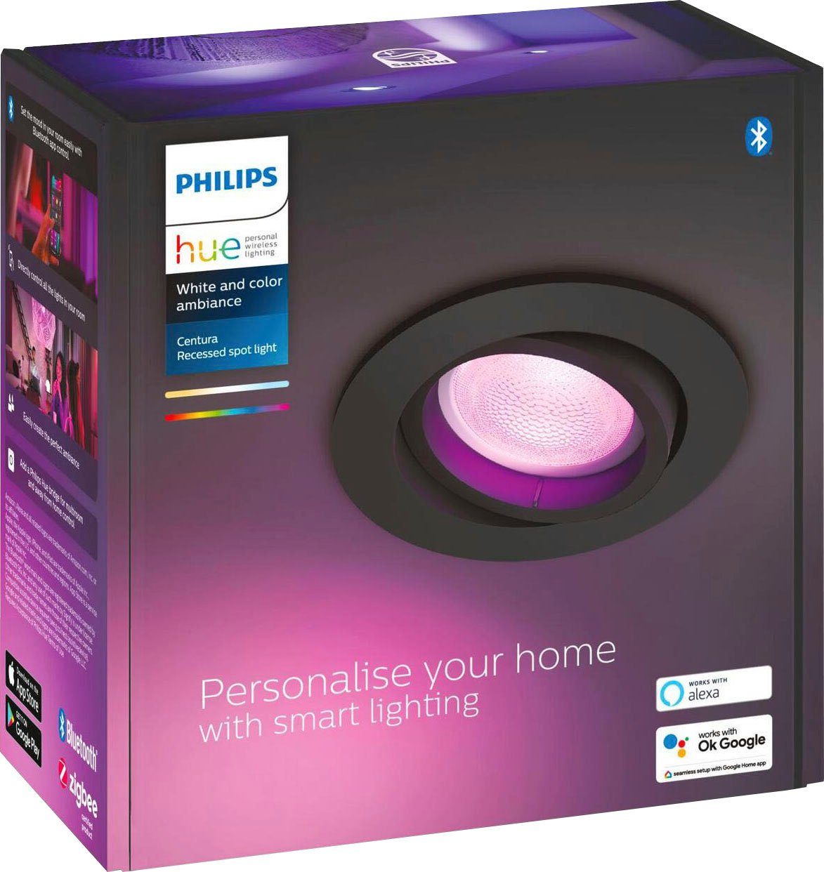 Flutlichtstrahler Leuchtmittel wechselbar, Centura, Dimmfunktion, LED Farbwechsler Hue Philips