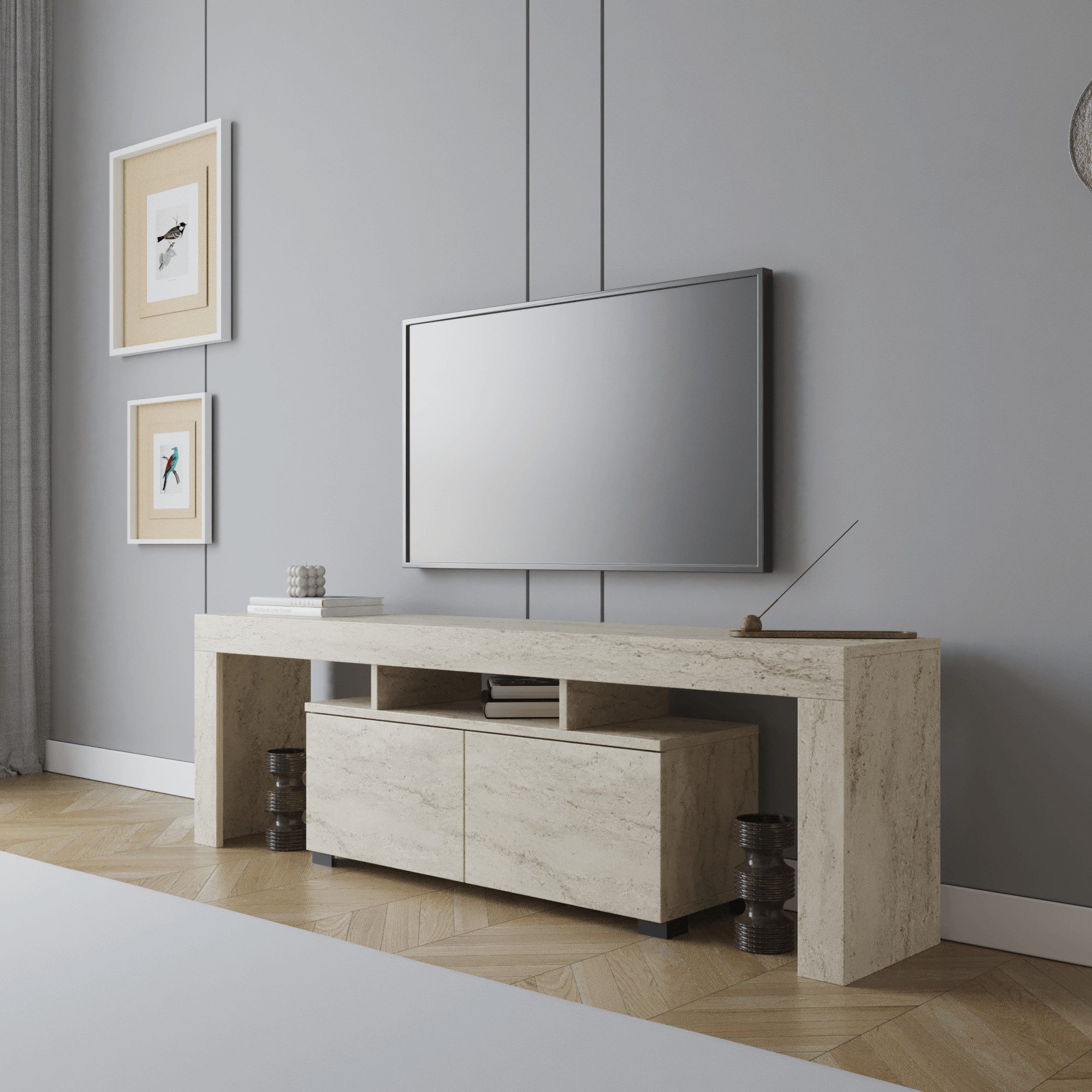 BDR Smart Home Art Lowboard Bronny TV Board 2 Türen mit Regale Elegant & Pr günstig online kaufen