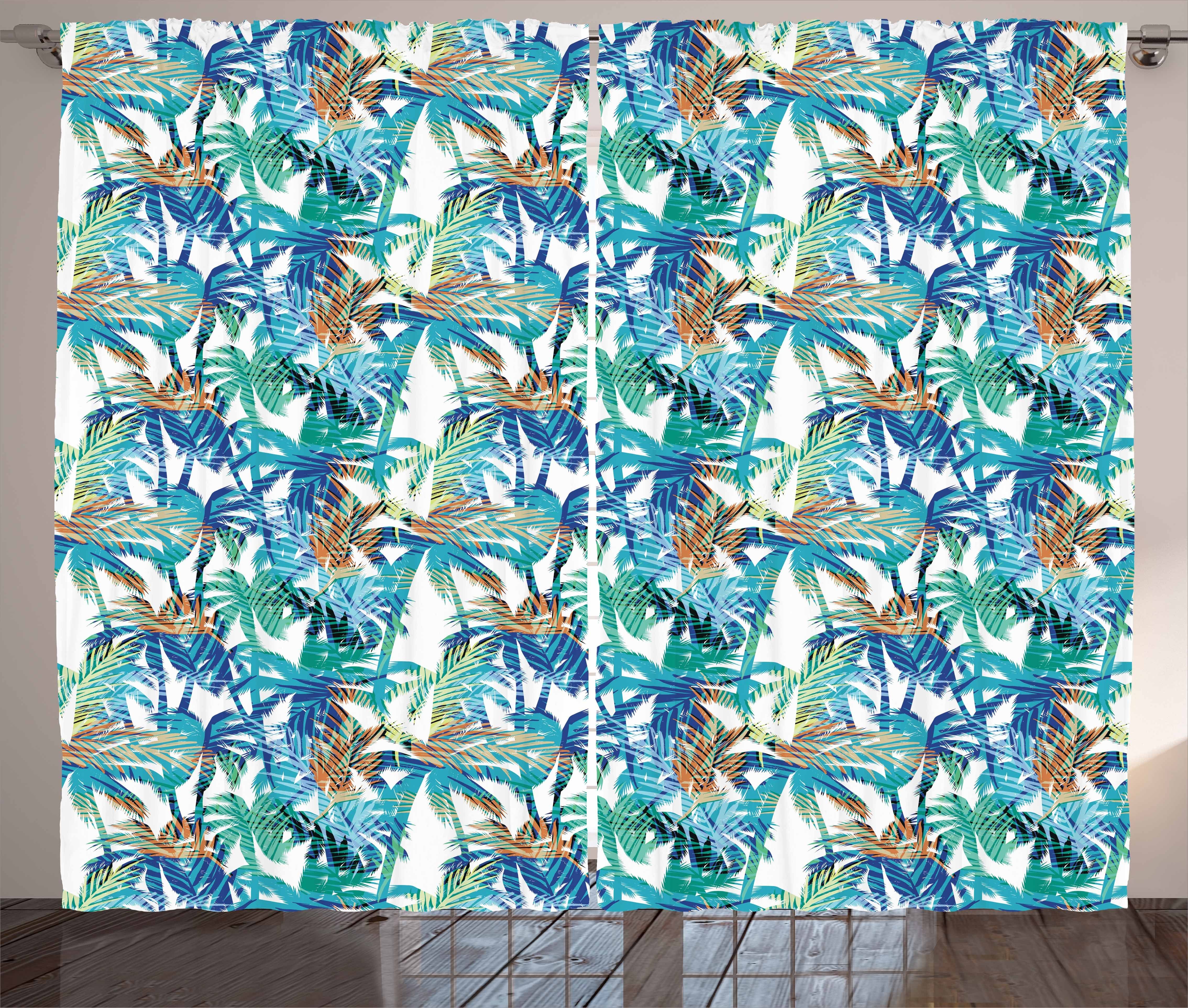 Gardine Schlafzimmer Kräuselband Vorhang mit und Abstrakt Schlaufen Palmblatt Natur Haken, Traum Abakuhaus