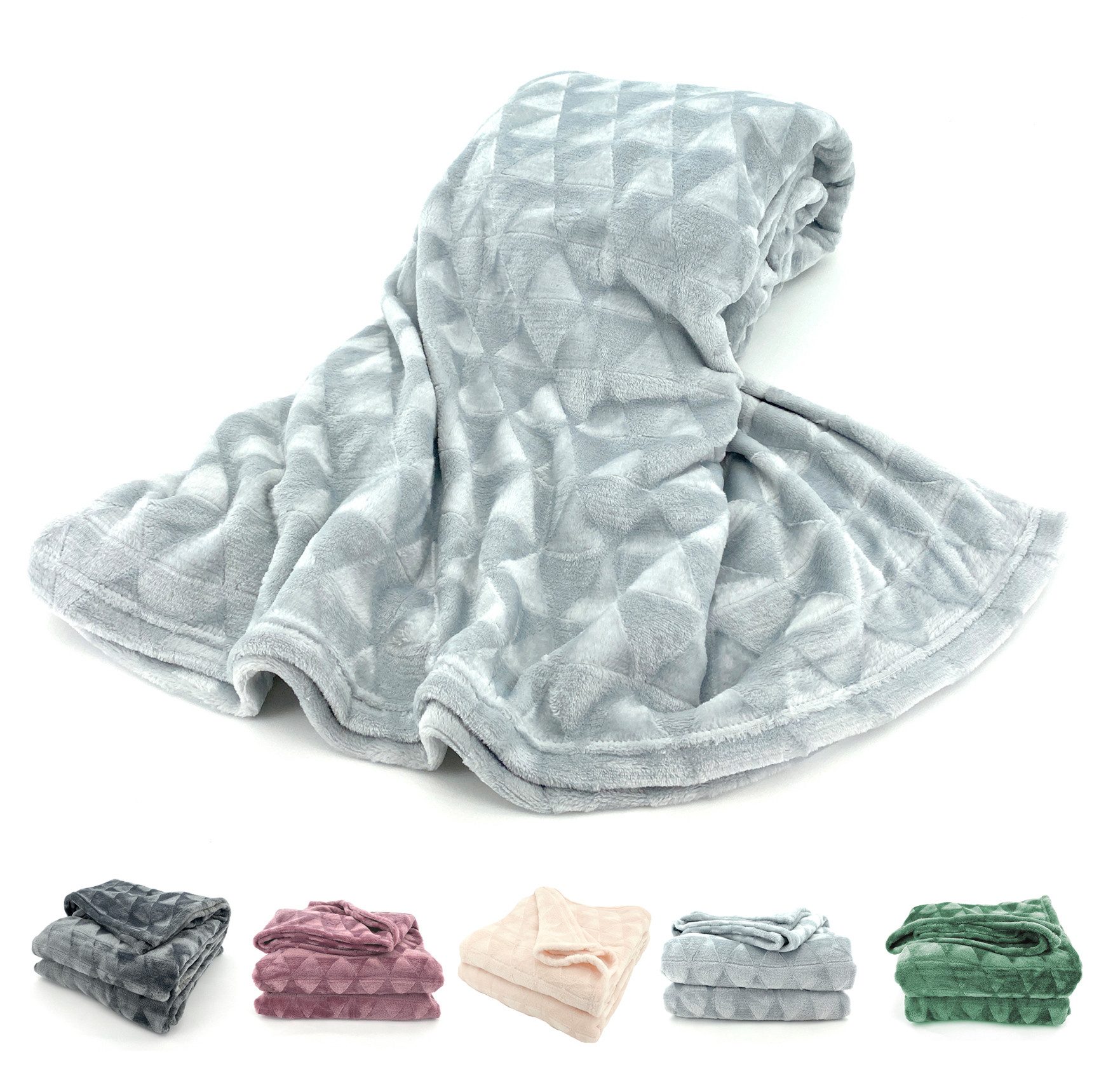 Wohndecke Soft Flanell Kuscheldecke Triangel Raute Sofadecke