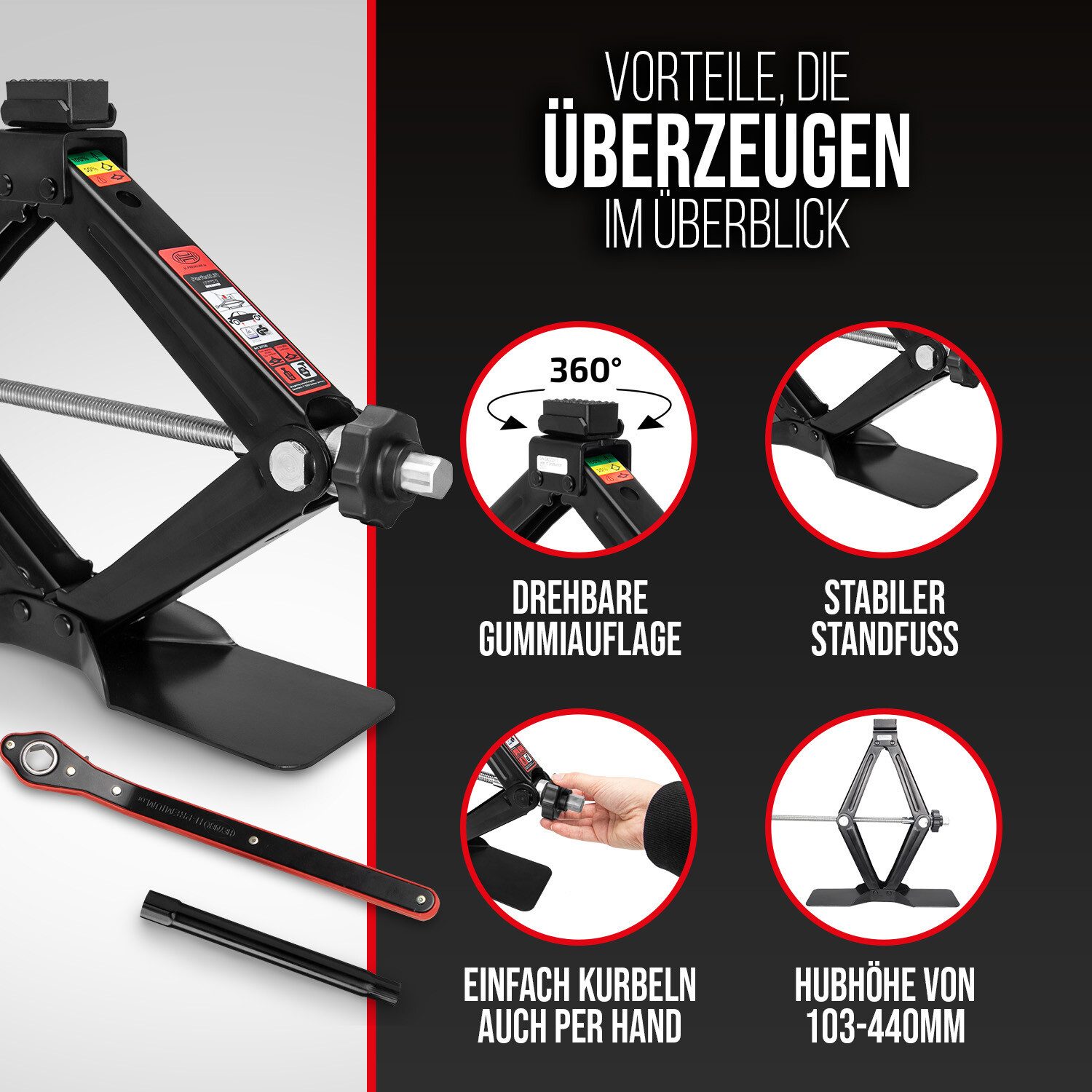 HEYNER Premium Scissor Jack SUV 2t for BMW, max. lifting height: 44 cm, 1-piece.