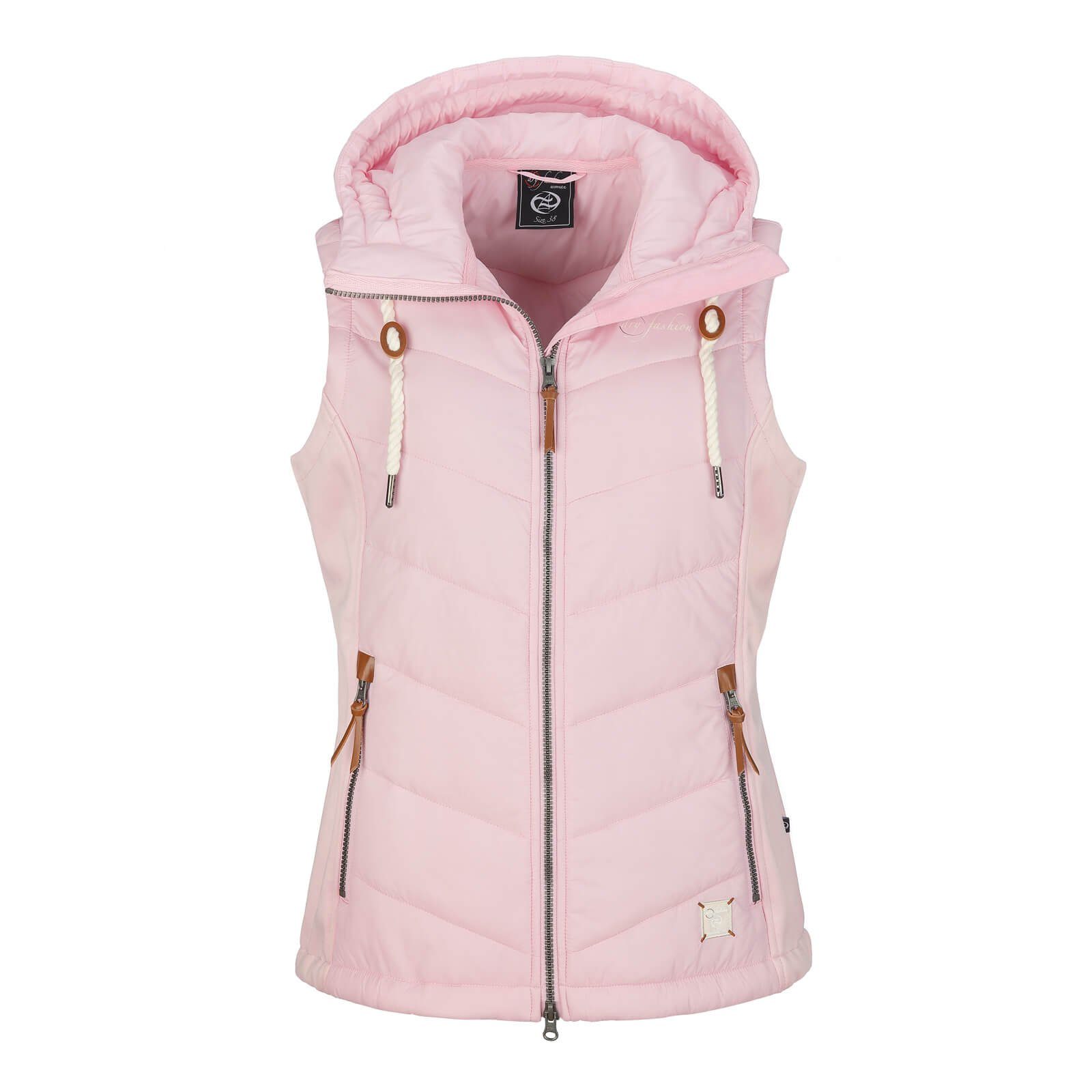 Dry Fashion Steppweste Damen Weste Malente – Outdoor-Weste mit Kapuze windabweisend rosa