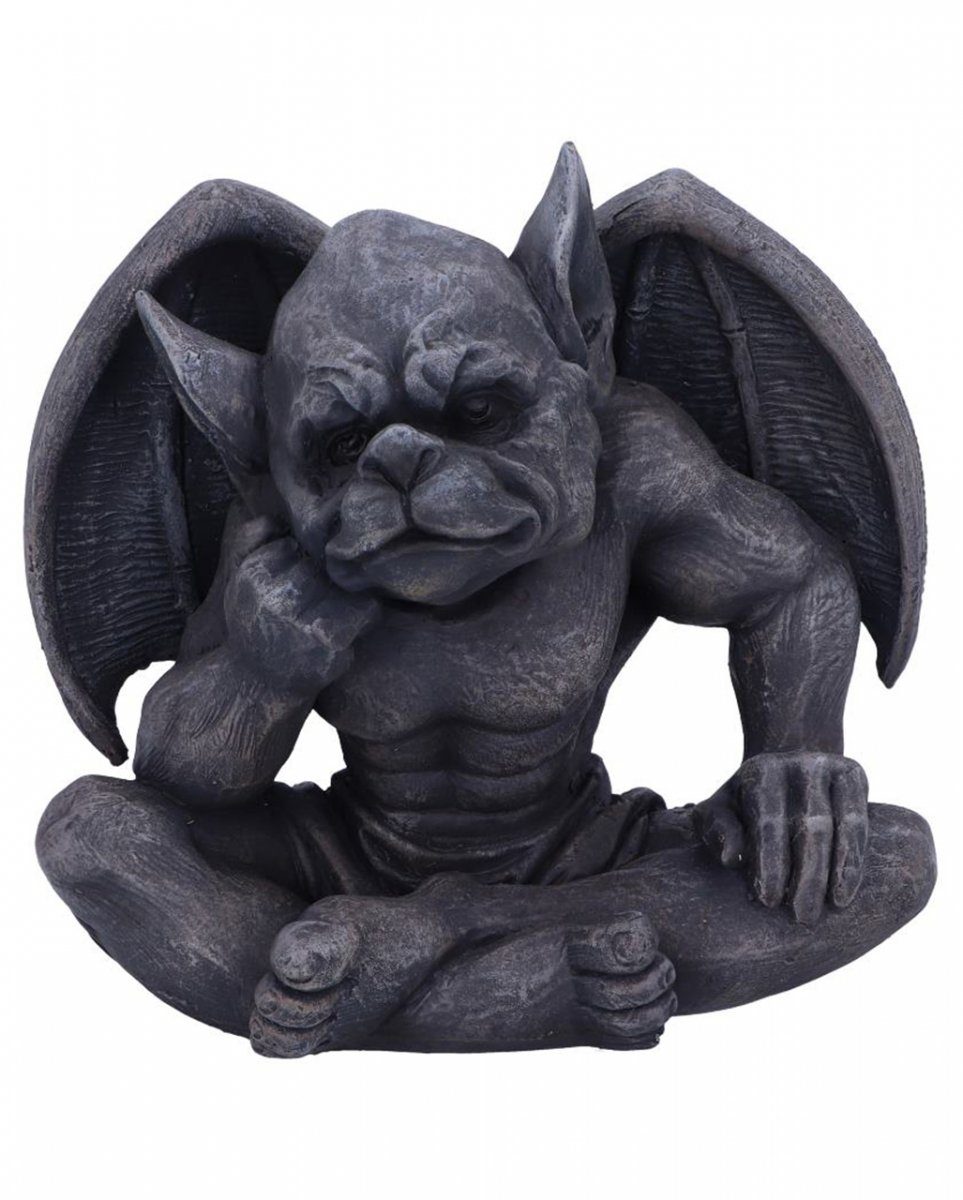 Dekofigur Nachdenkliche Gargoyle Figur mit gespannten Flügel